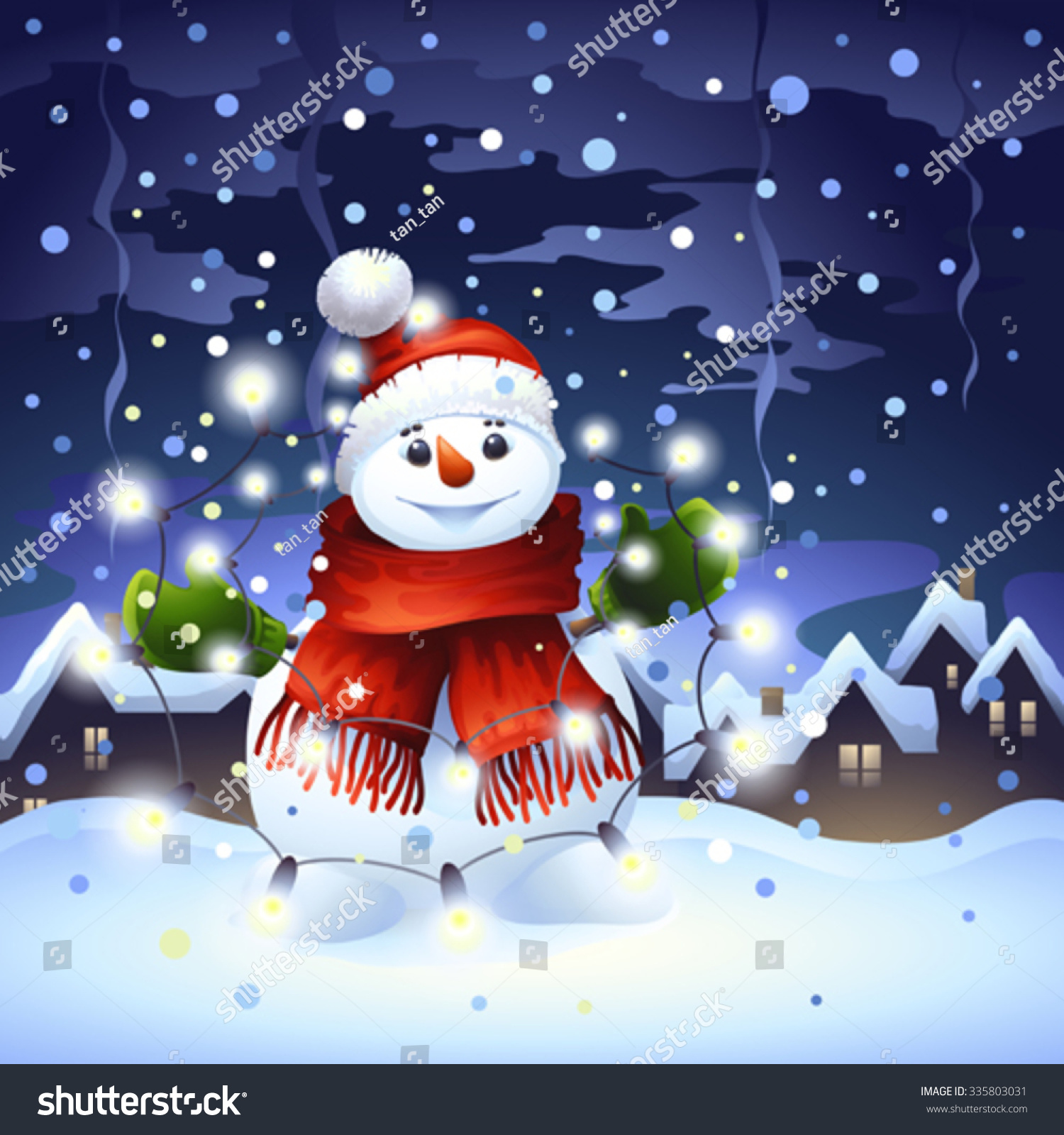 snowman with garland