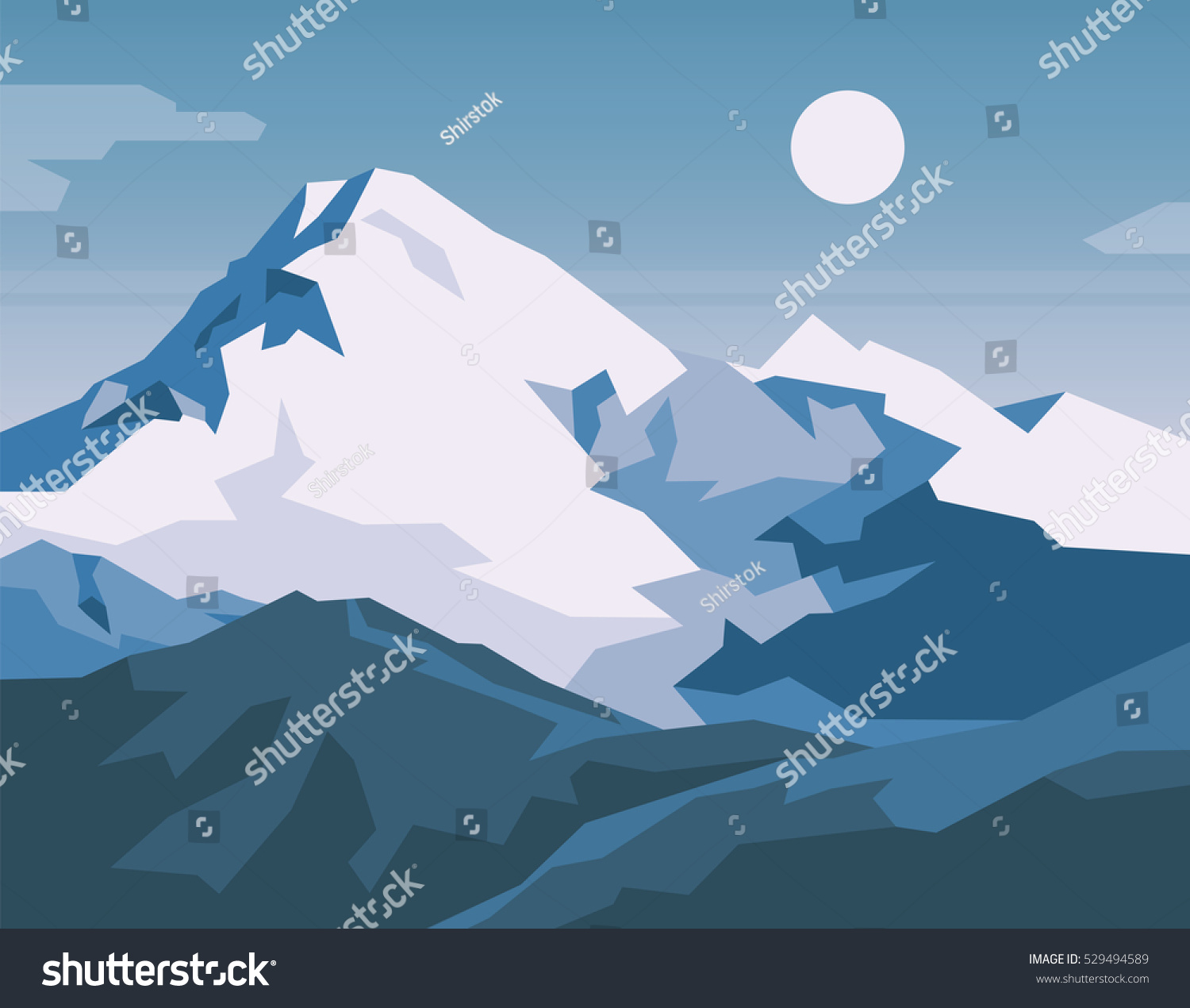 Snowy Mountains Landscape Vector Illustration Stock Vector Royalty Free