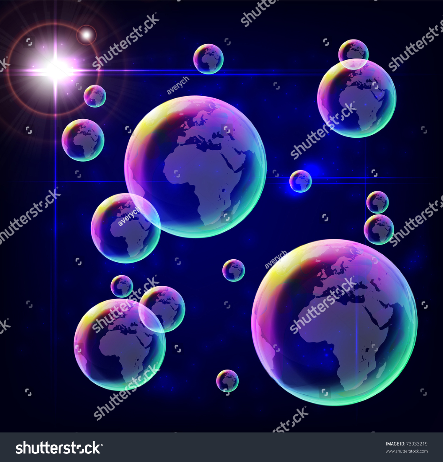 Soap Bubbles Space Stock Vector 73933219 - Shutterstock