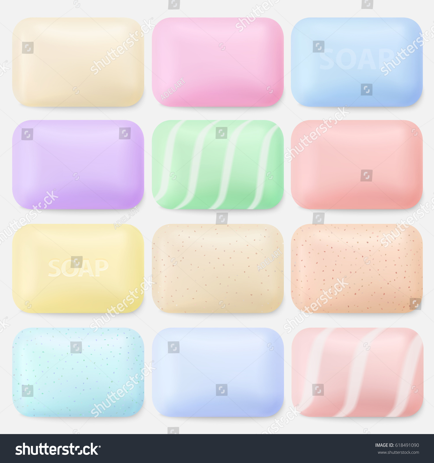 Soap Set Soaps Isolated On White Stock Vector (Royalty Free) 618491090