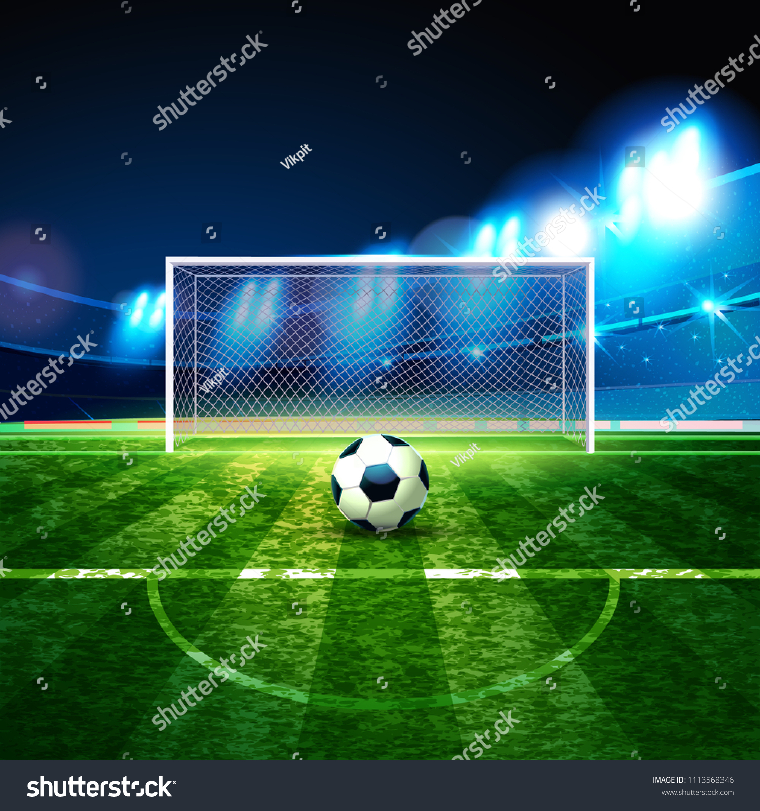 Soccer Ball On Goalie Goal Background Stock Vector Royalty Free