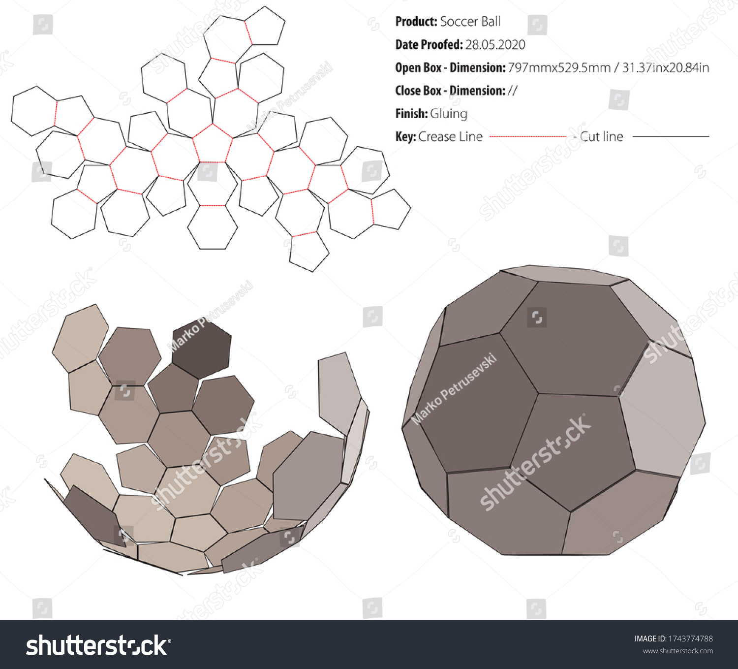 Soccer Ball Packaging Design Template Gluing Stock Vector (Royalty Free ...