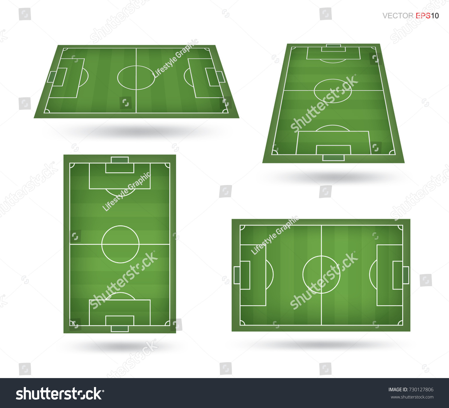 Soccer Field Football Field Collection Isolated