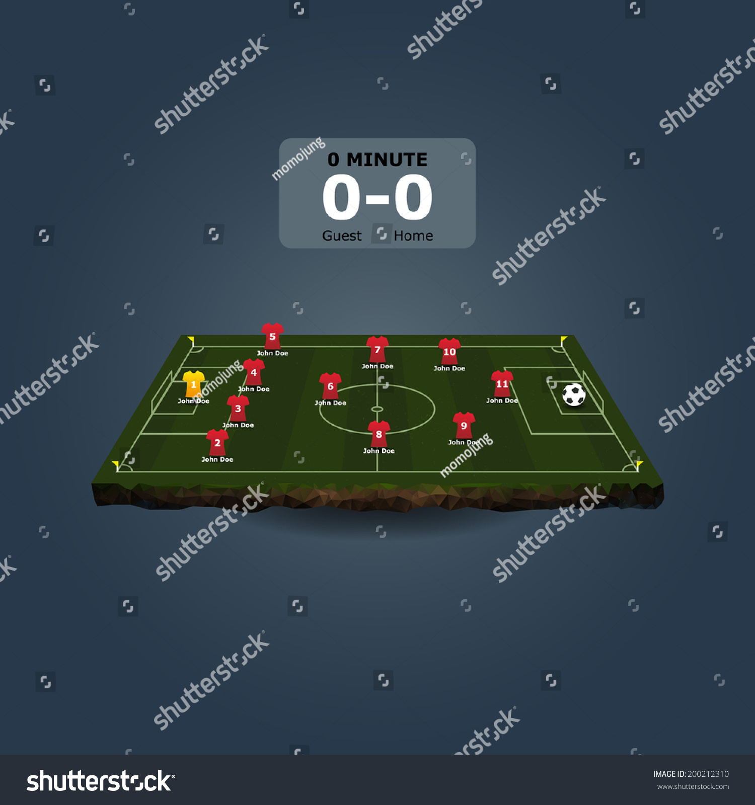 Soccer Field Team Formation Perspective View Stock Vector (Royalty Free ...