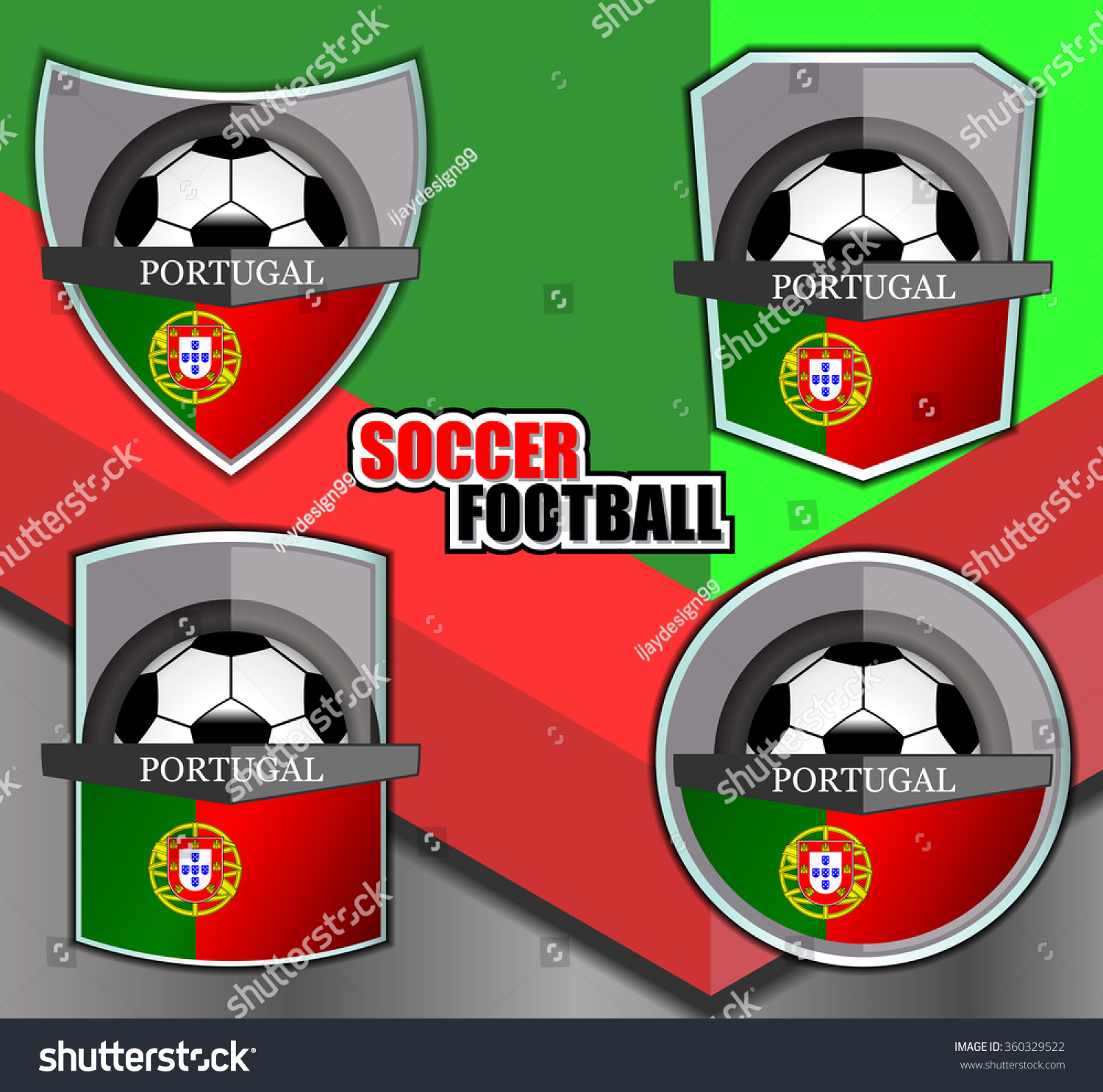 Soccer Football Logo Templates Portugal Vector Stock Vector Royalty Free 360329522