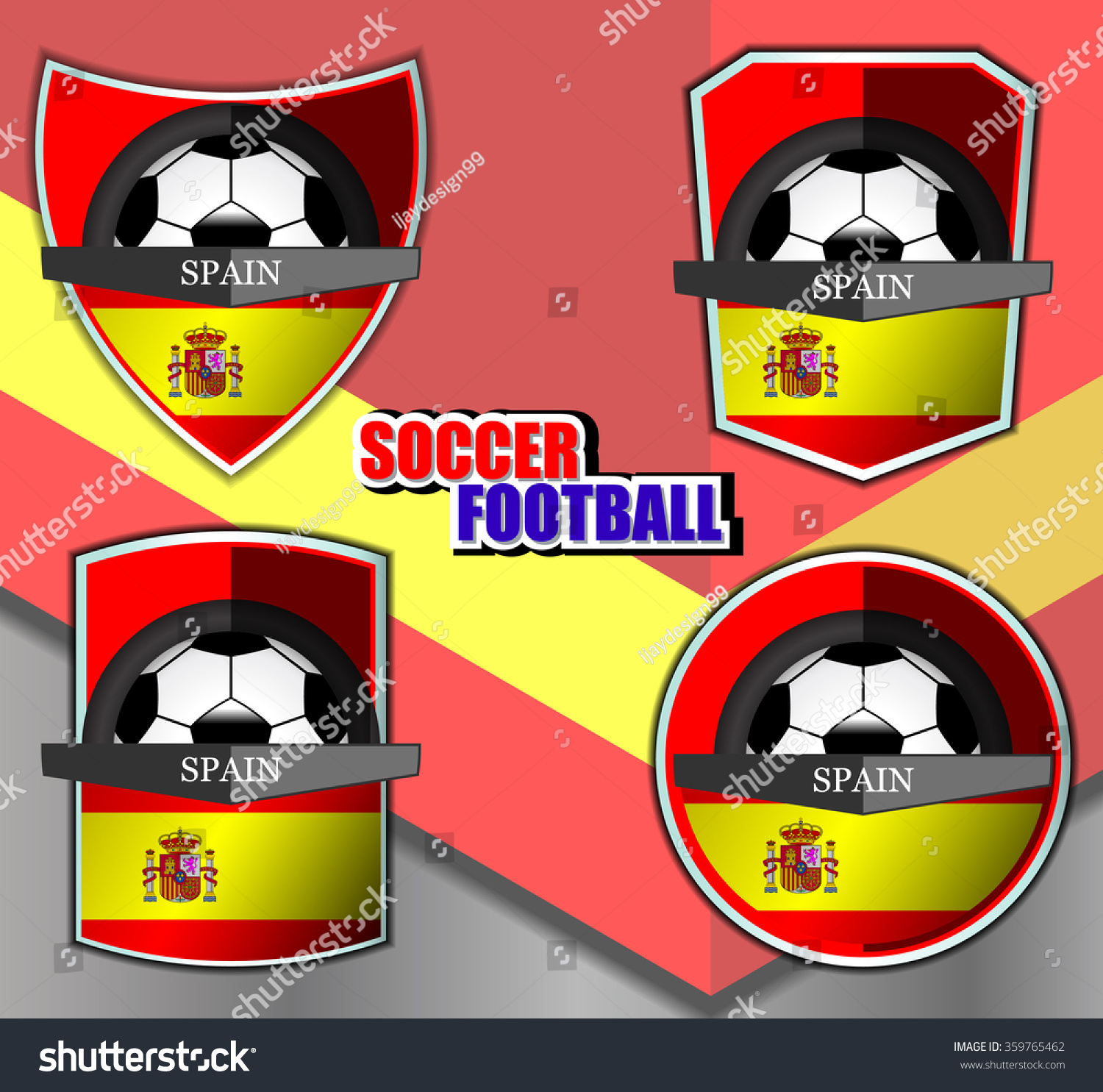Soccer Football Logo Templates Spain Vector 스톡 벡터(로열티 프리) 359765462
