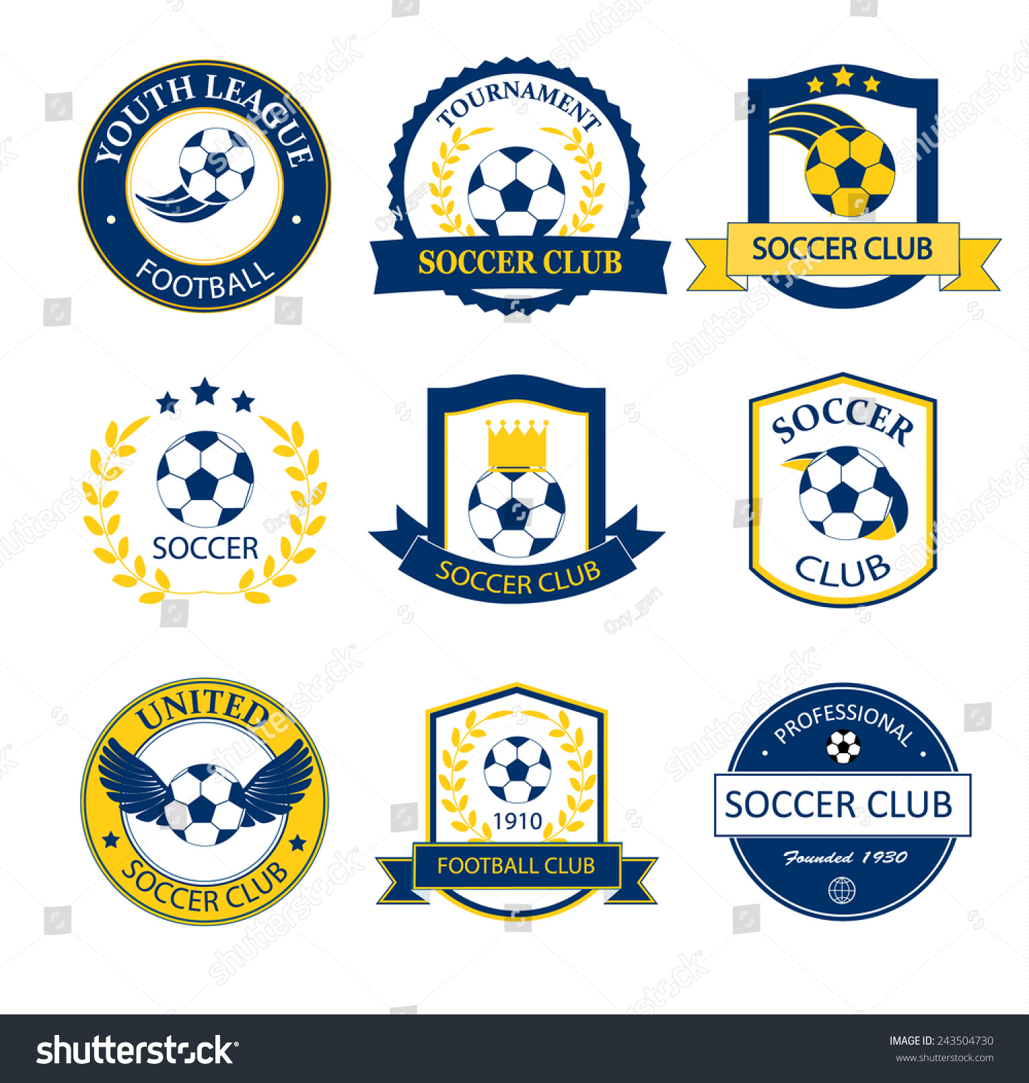 Soccer Football Logos, Badges, Emblems Set , Vector Illustration T ...