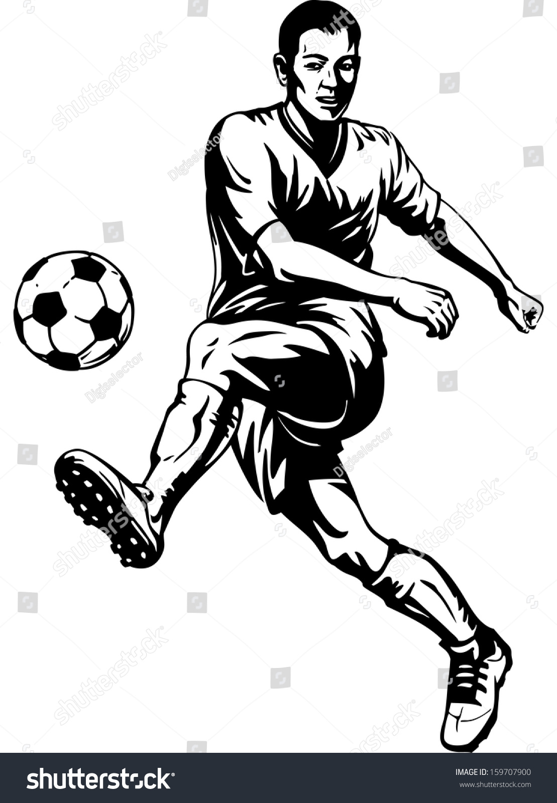 Soccer Football Player In Motion. Vector Illustration - 159707900 ...