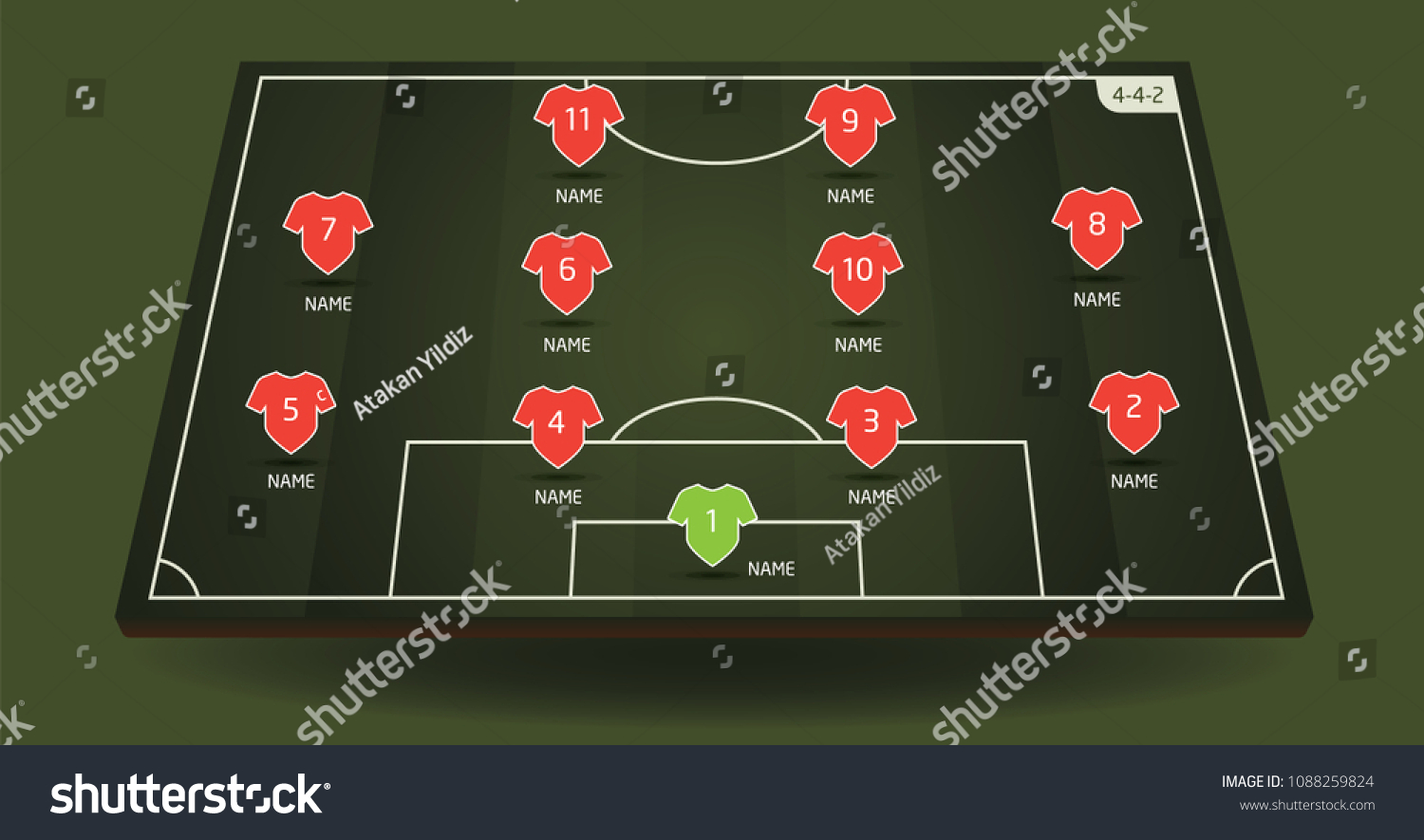 Soccer Formation Interface Design 442 Stock Vector (Royalty Free ...