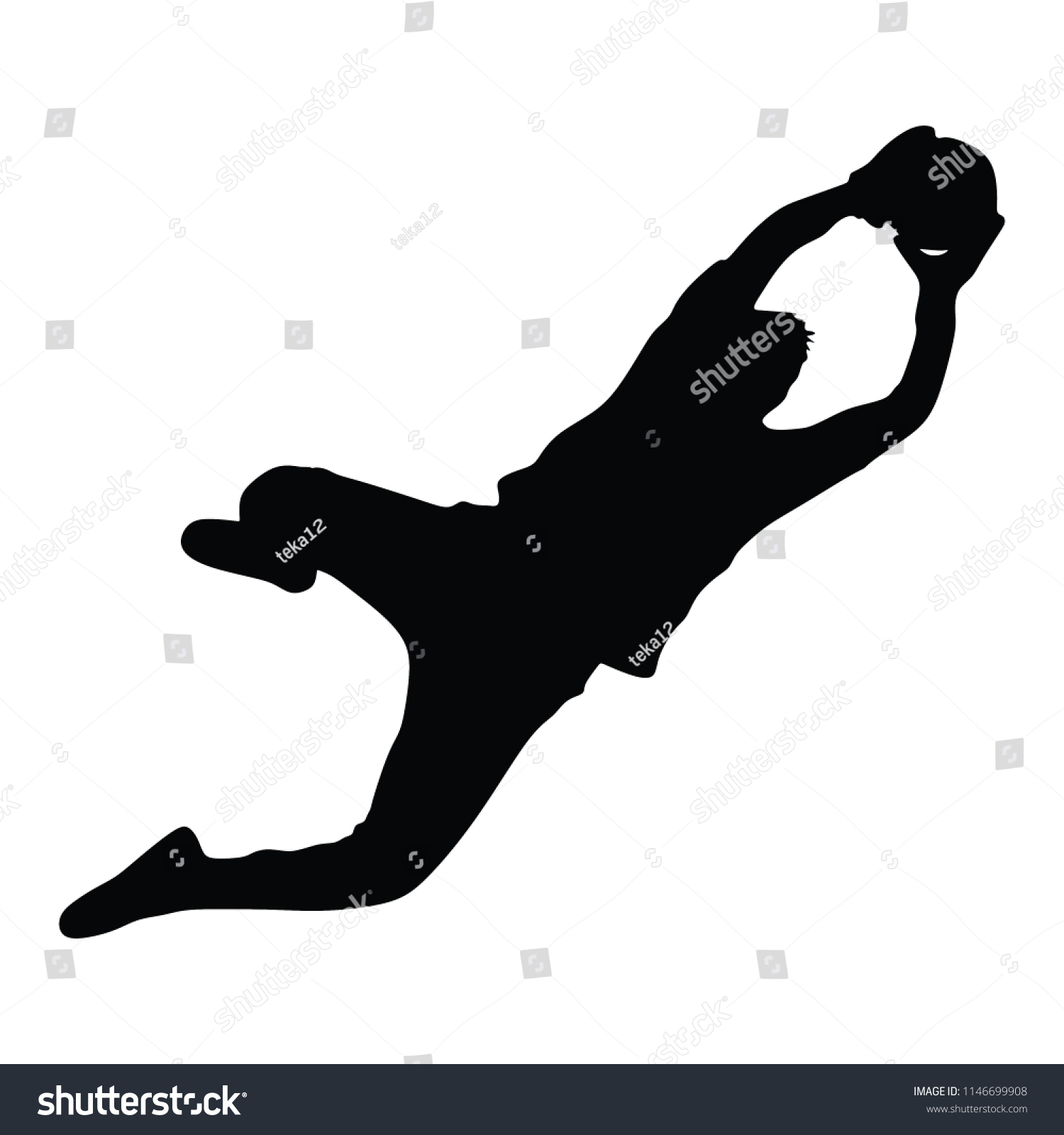 サッカーのゴールキーパーのシルエットベクター画像 黒い背景にハンドボールゴールキーパー 白い背景にフットボールのゴールキーパーアイコンとネット ディフェンダーのスポーツマンの地位 ペナルティを節約します のベクター画像素材 ロイヤリティフリー