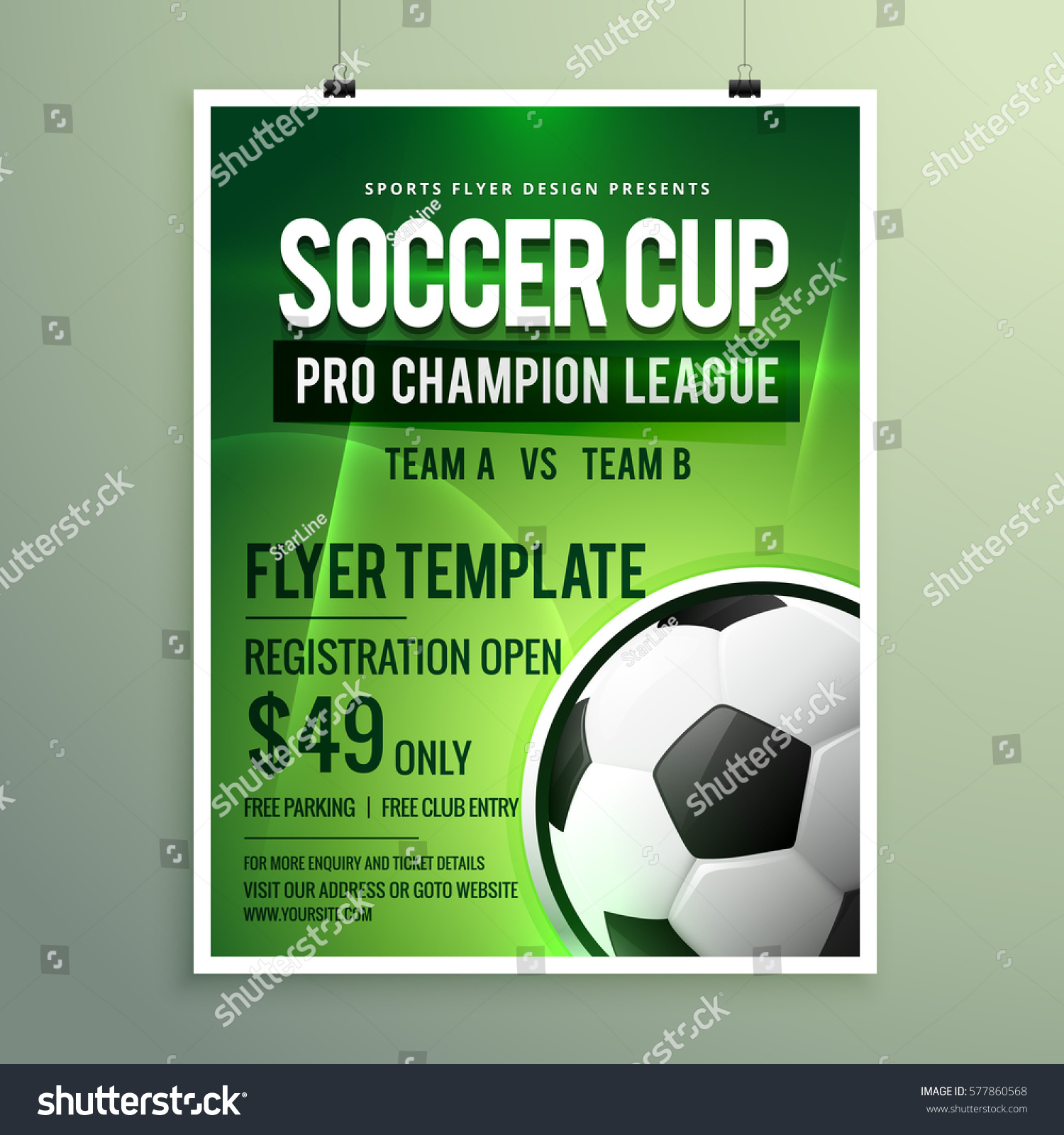 Soccer League Sports Event Flyer Design Stock Vector Royalty Free