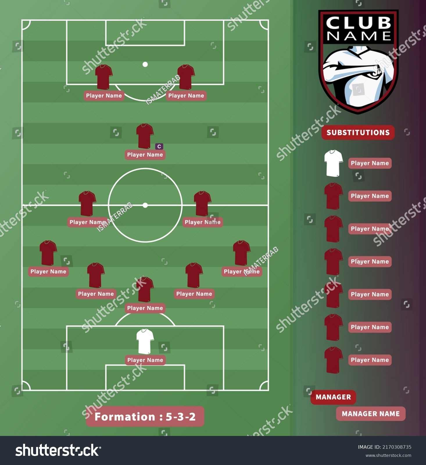 Soccer Lineups Football Players 532 Variation Stock Vector (Royalty Free) 2170308735 Shutterstock