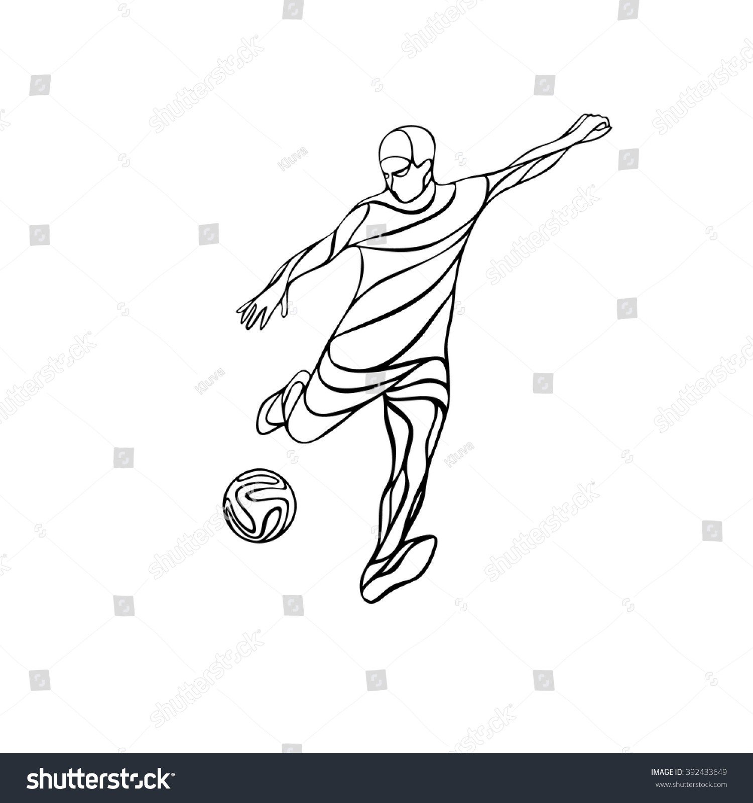 Soccer Or Football Player Kicks The Ball. Stock Vector Illustration ...