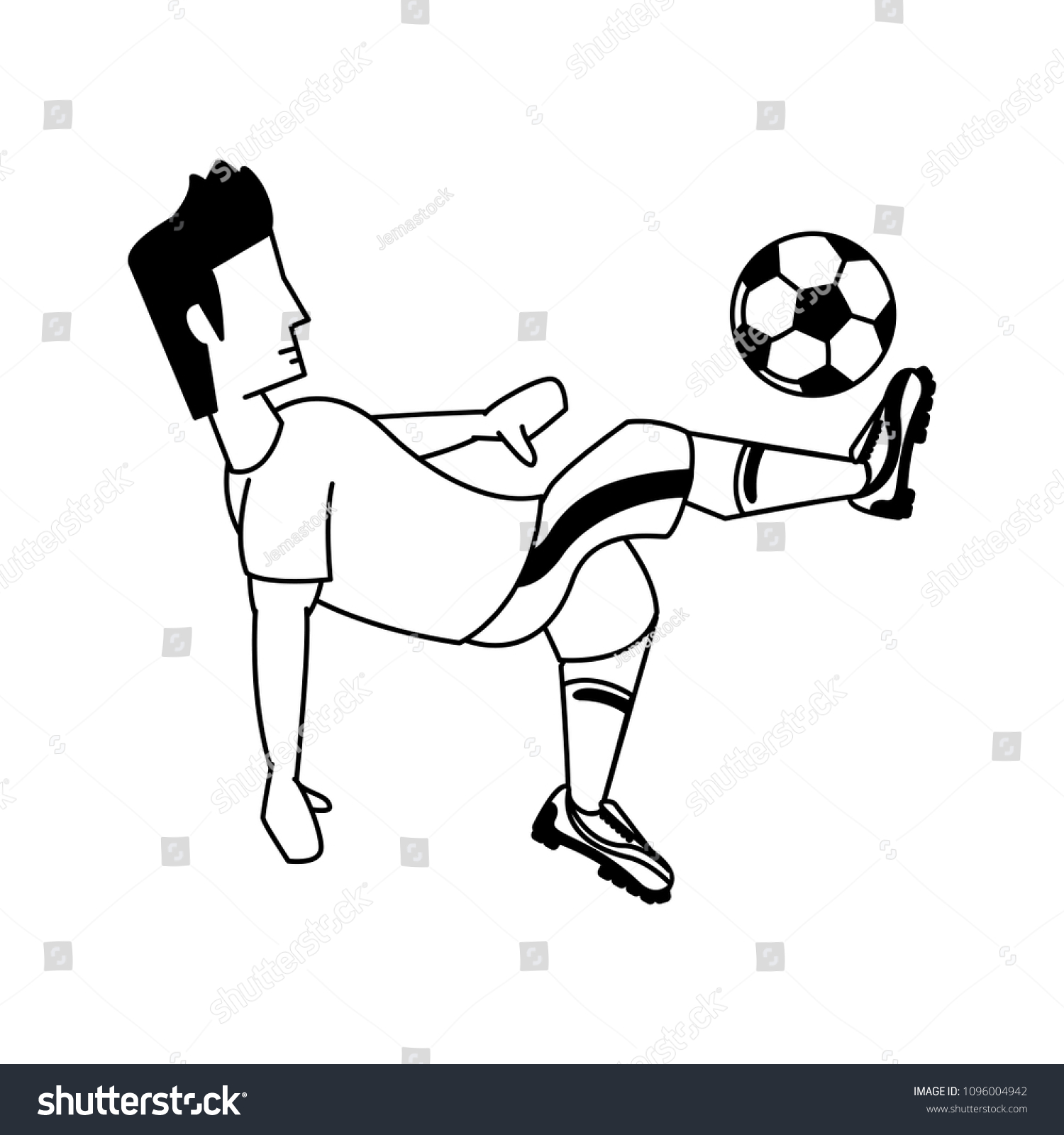 Soccer Player Cartoon Black White Colors Stock Vector (Royalty Free ...