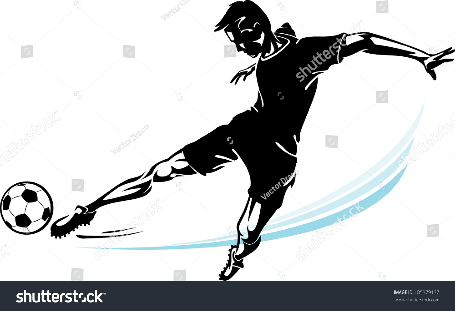 Soccer Player Delivering A Power Kick Stock Vector Illustration ...