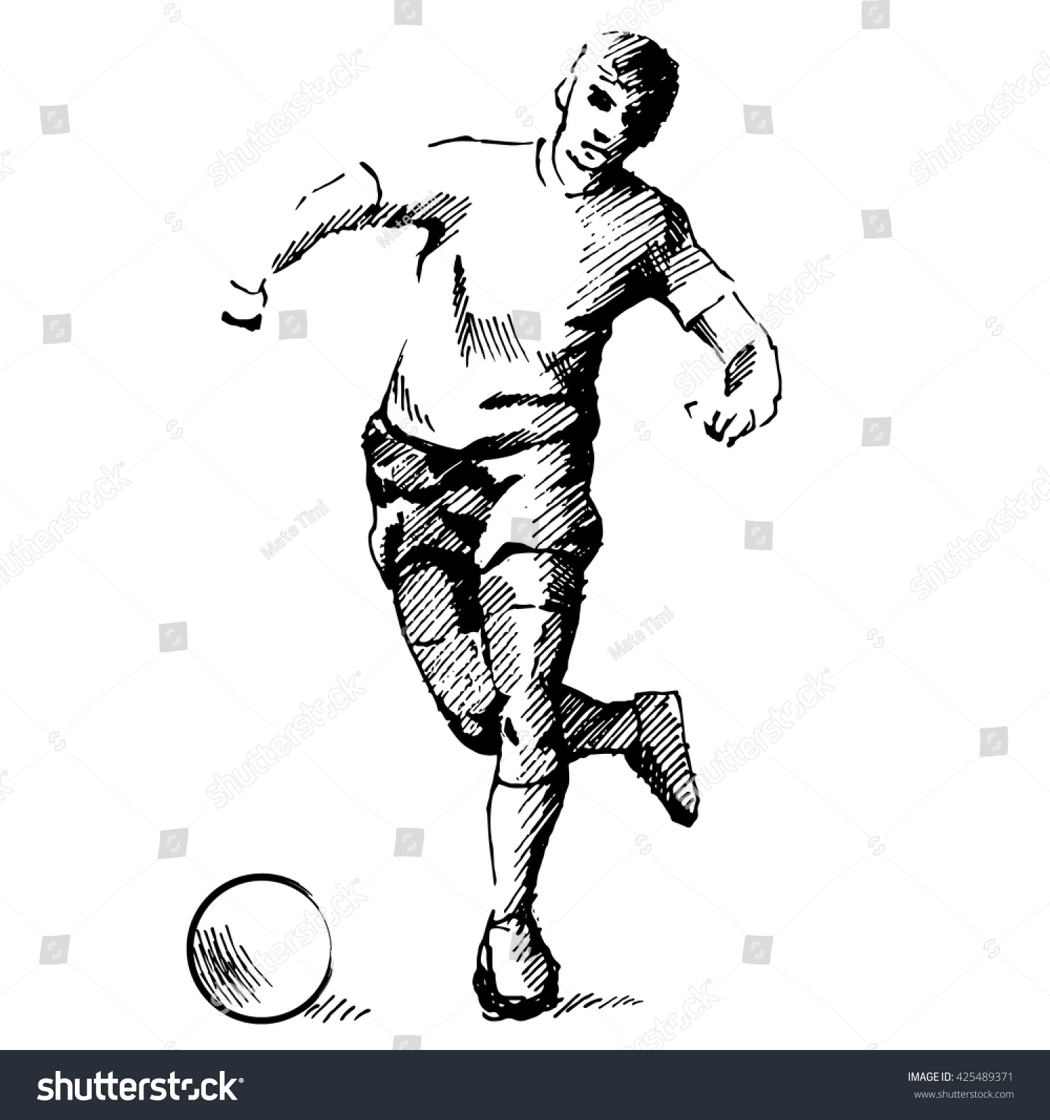 Soccer Player, Hand Made Drawing Over White Background Stock Vector ...