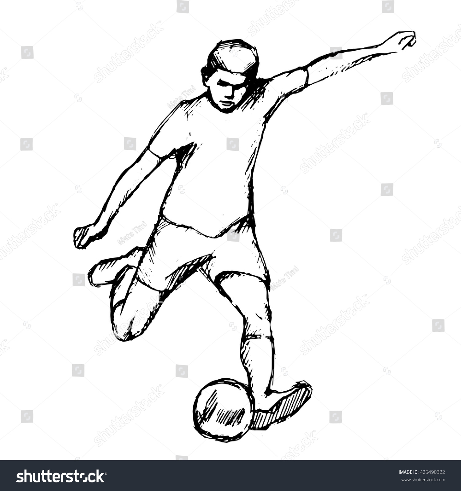 Soccer Player, Hand Made Drawing Over White Background Stock Vector ...