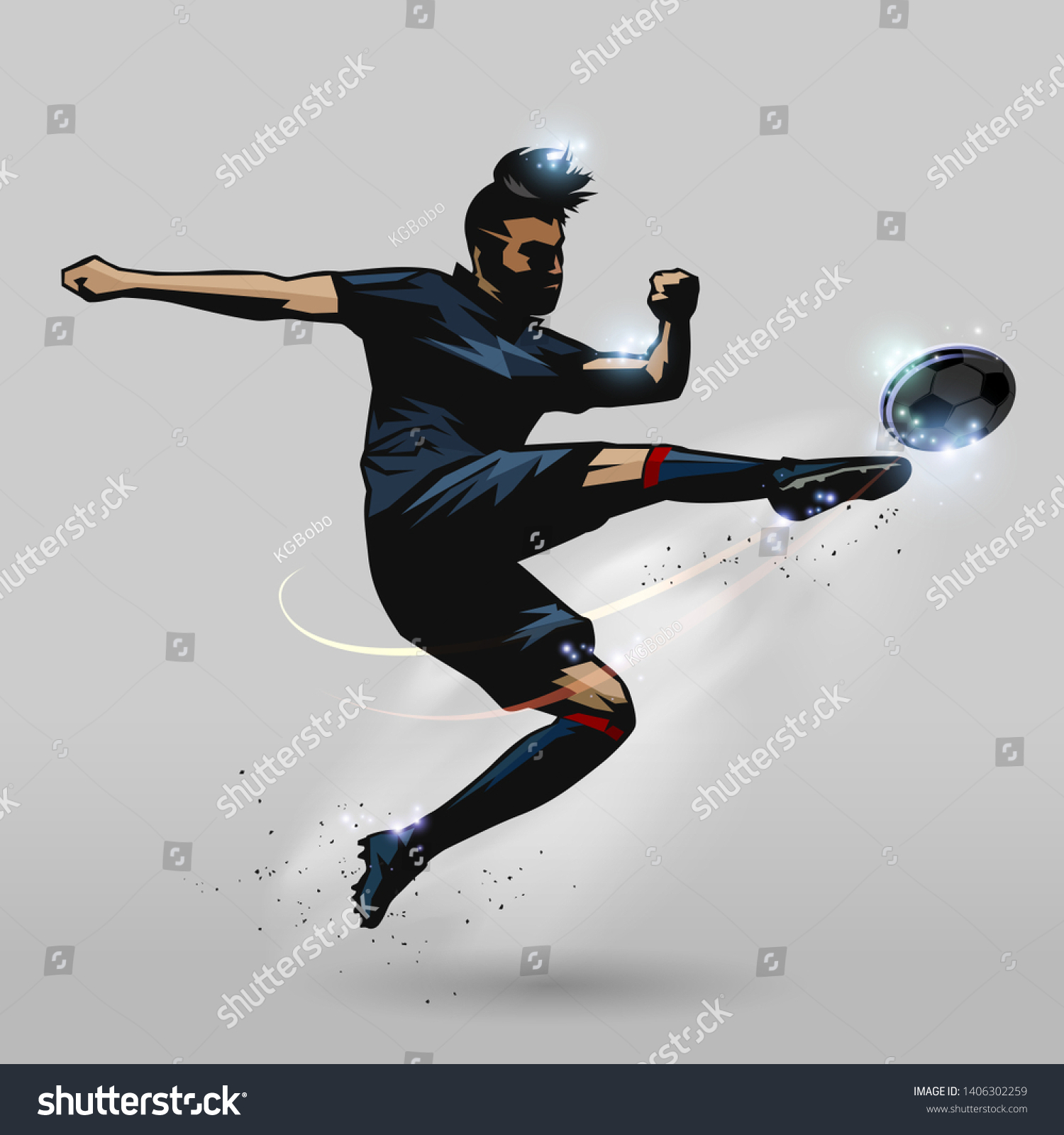 サッカー選手のボール デザインを打つボレー キック のベクター画像素材 ロイヤリティフリー