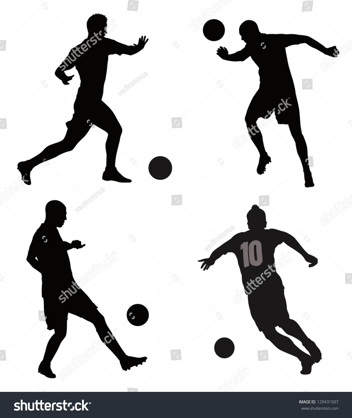 Soccer Players Detailed Vector Silhouettes Set Stock Vector (Royalty ...