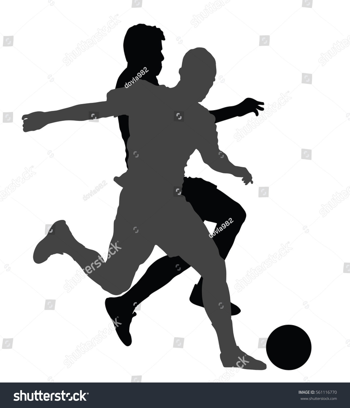 Soccer Players Duel Vector Silhouette Illustration Stock Vector ...