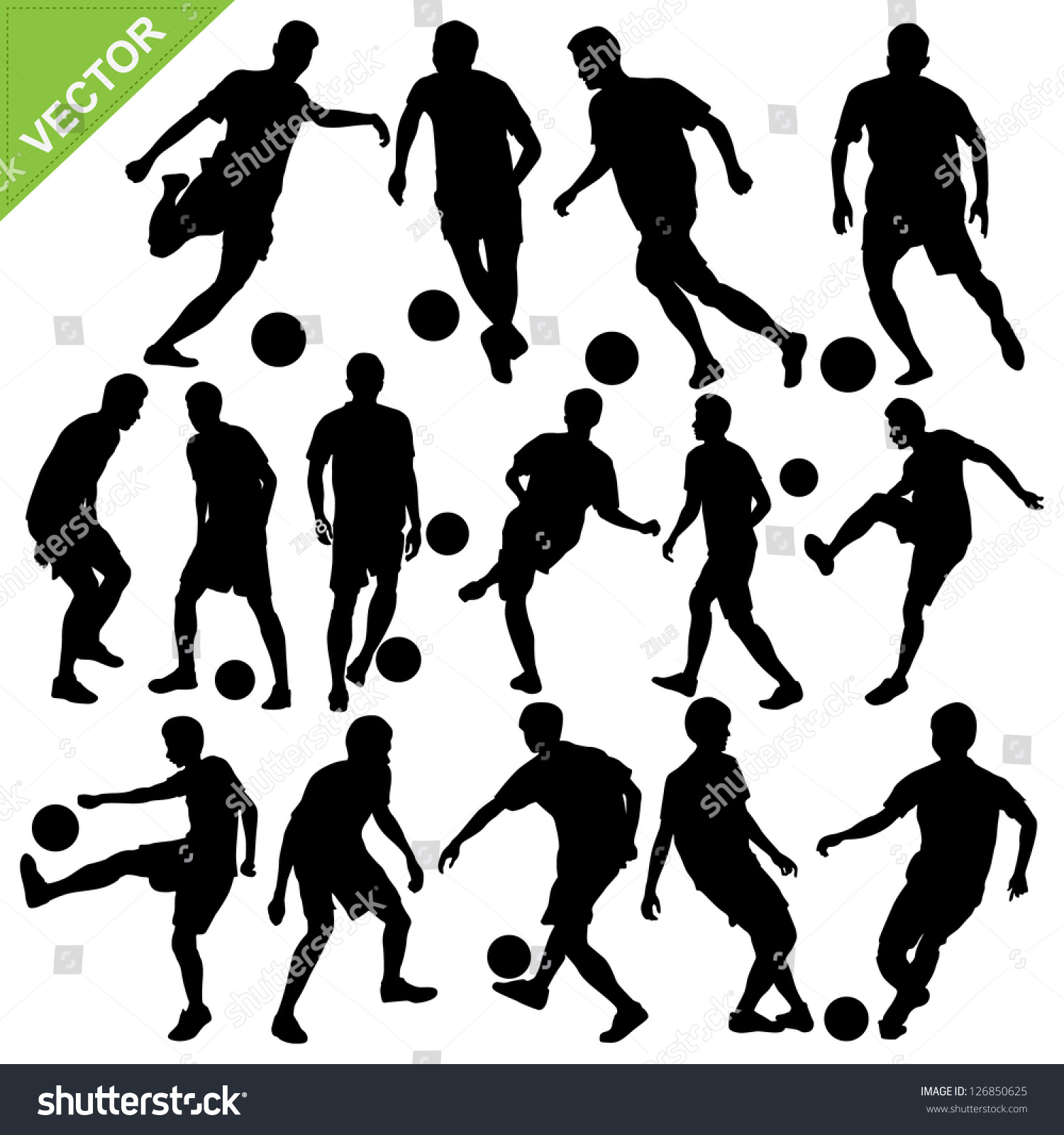 Soccer Players Silhouettes Vector Stock Vector 126850625 - Shutterstock