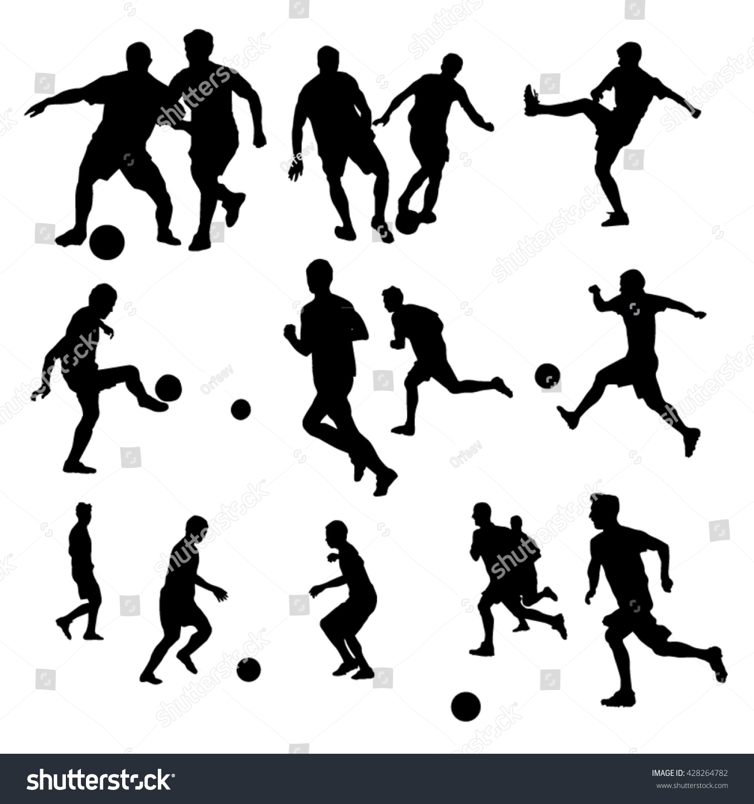 Soccer Silhouettes Stock Vector Illustration 428264782 : Shutterstock