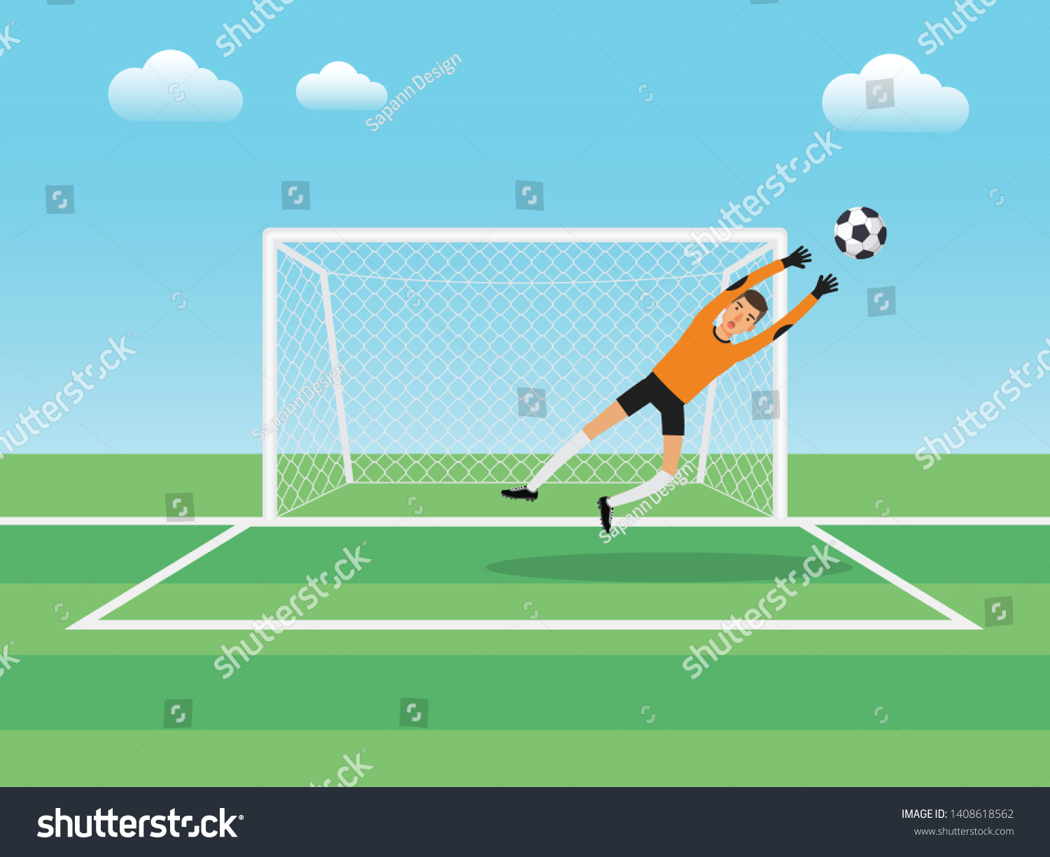 Soccer Sport Athlete Football Goalkeeper Defending Stock Vector ...