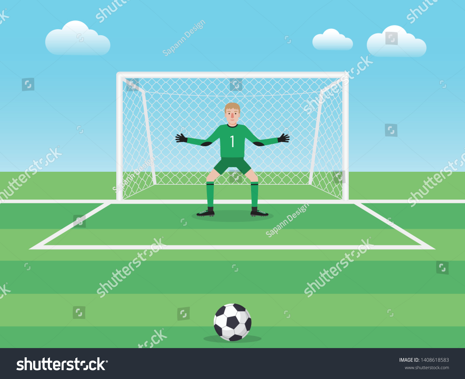 Soccer Sport Athlete Football Goalkeeper Defending Stock Vector ...