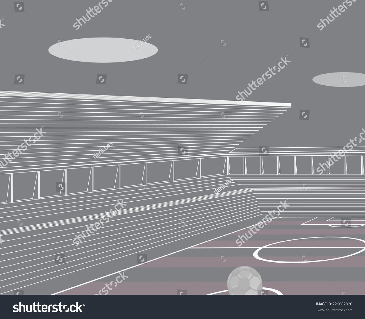 Soccer Stadium Architectural Drawing Stock Vector Royalty Free