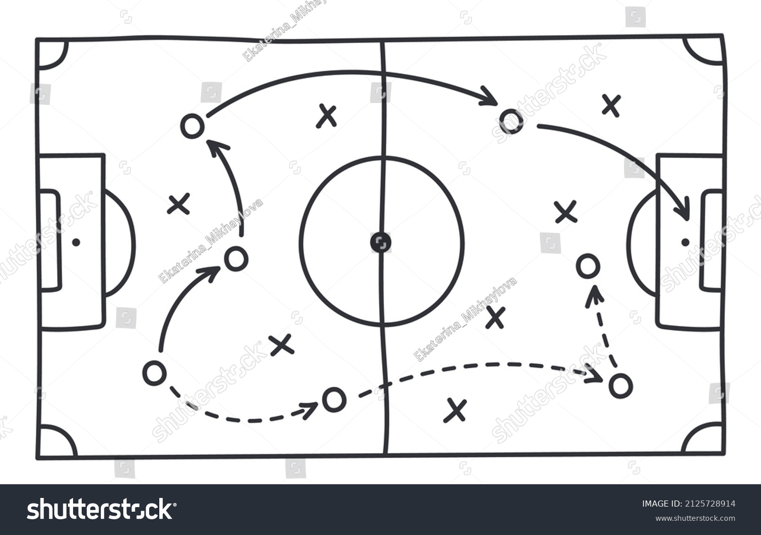 Soccer Strategy Field Football Game Tactic Stock Vector (Royalty Free ...