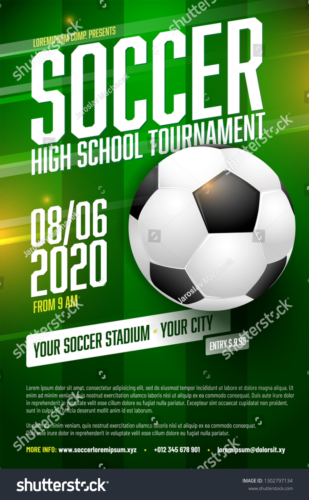 Soccer Tournament Poster Template Ball Grass Stock Vector (Royalty Free