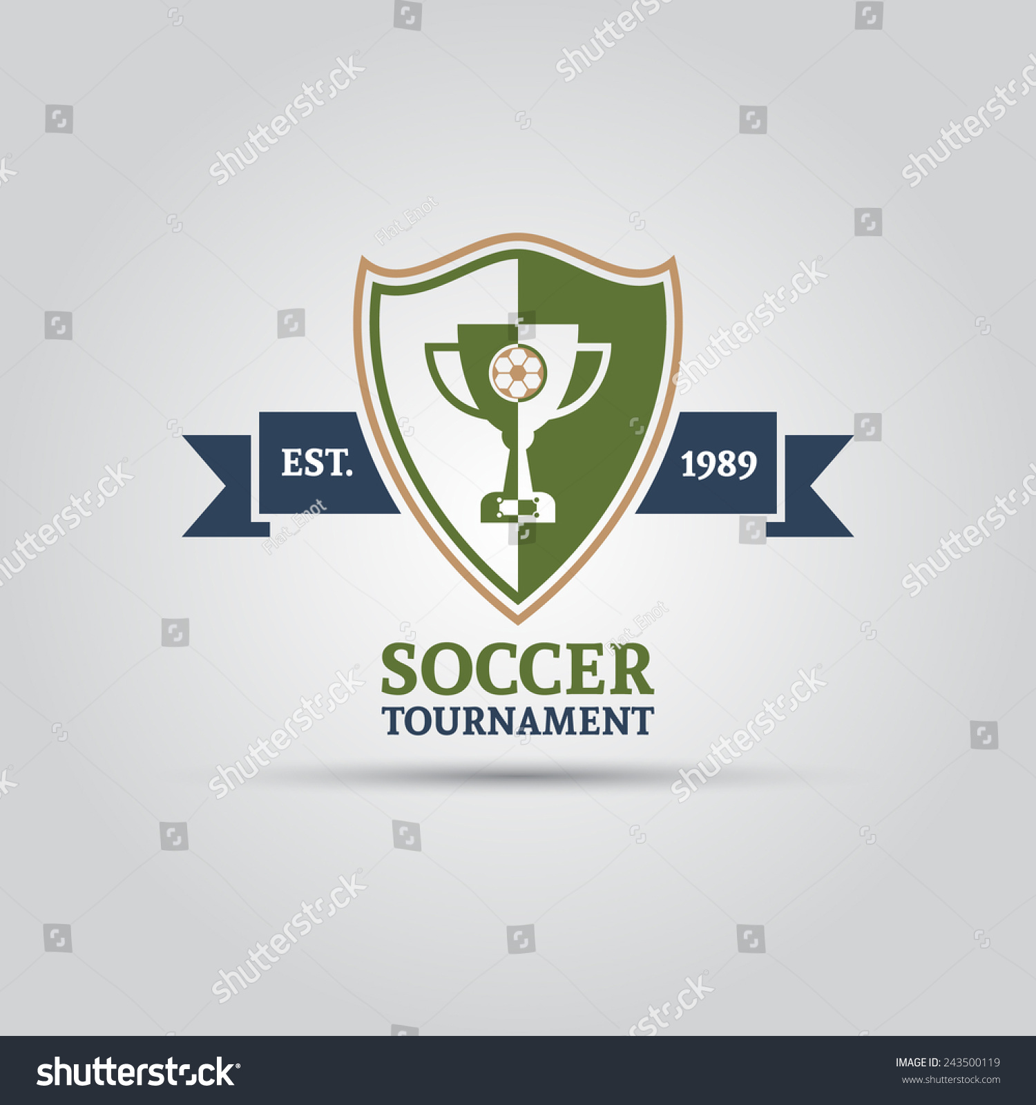 Stock Vektor Soccer Tournament Shield Champion Cup Ribbon Bez Autorskych Poplatku
