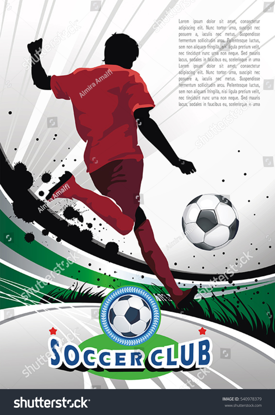 Fussball Vektor Action Spieler Concept Flyer Oder Abstraktes Fussballplakat Stock Vektorgrafik Lizenzfrei