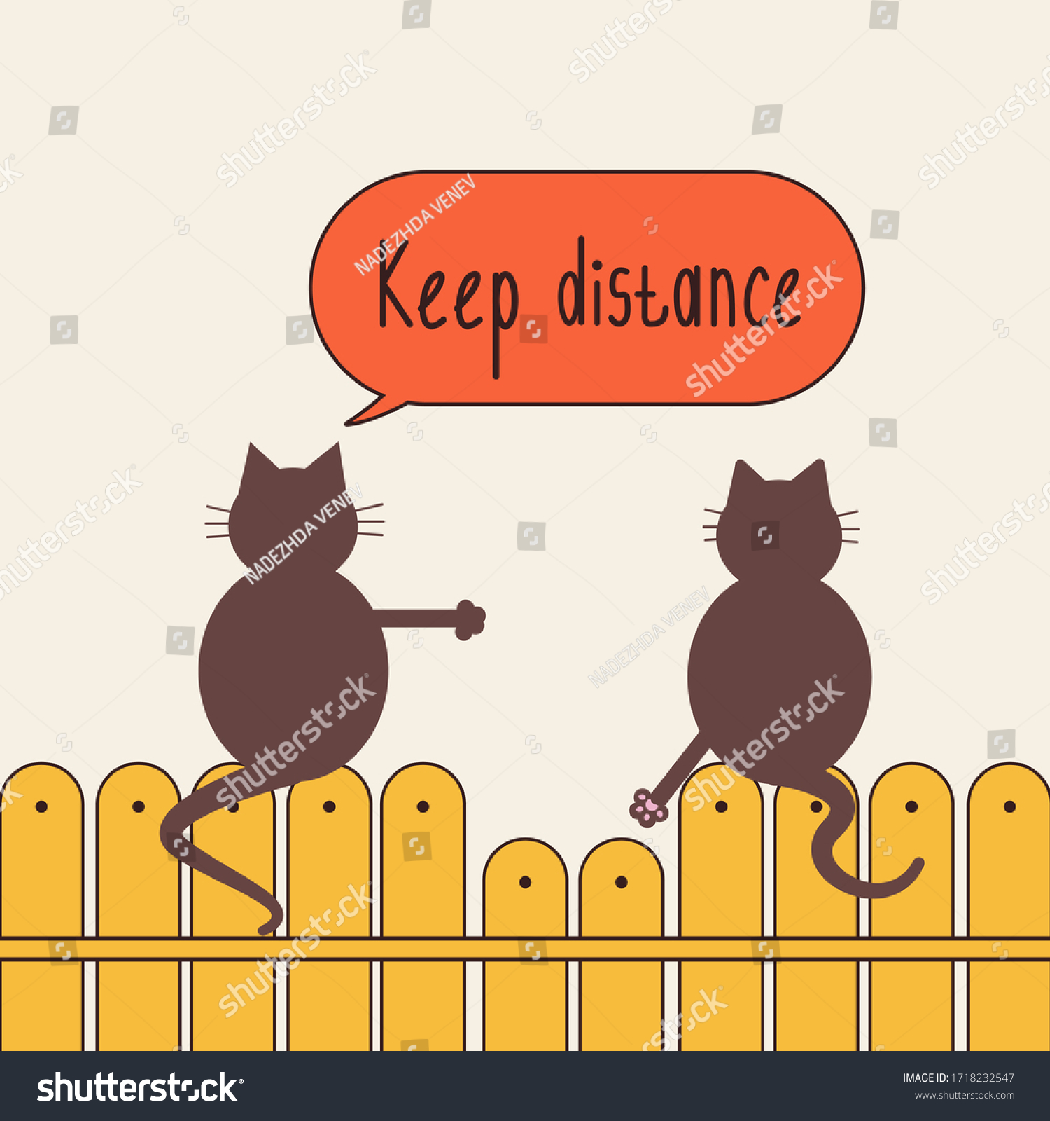 Social Distance One Cat Says Keep Stock Vector Royalty Free