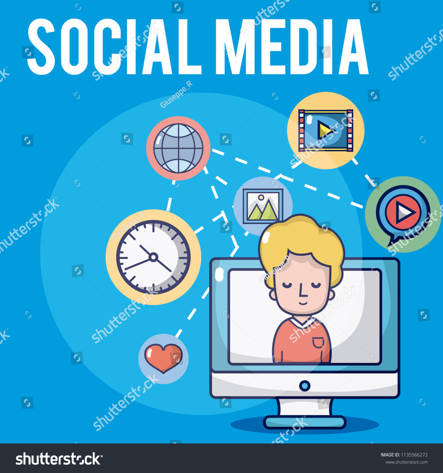 Social Media Cartoons Concept Stock Vector (Royalty Free) 1135566272 ...