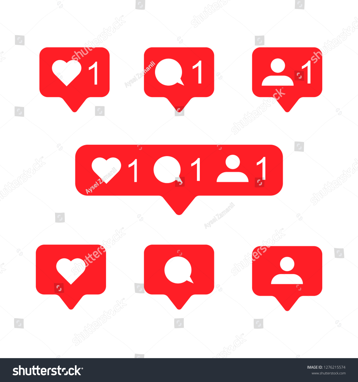 Social Media Notification Bubbles Instagram Comment Stock Vector