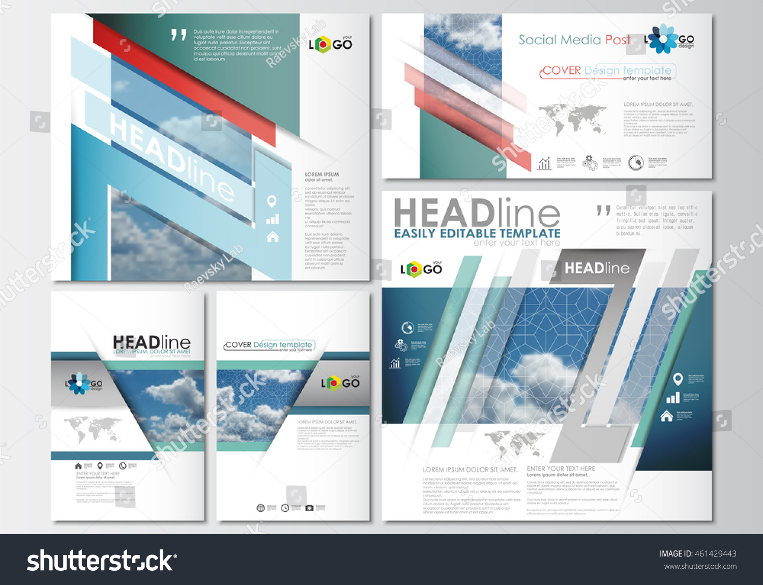 Social Media Posts Set Business Templates Stock Vector 461429443 Shutterstock Social Media Post Template Free