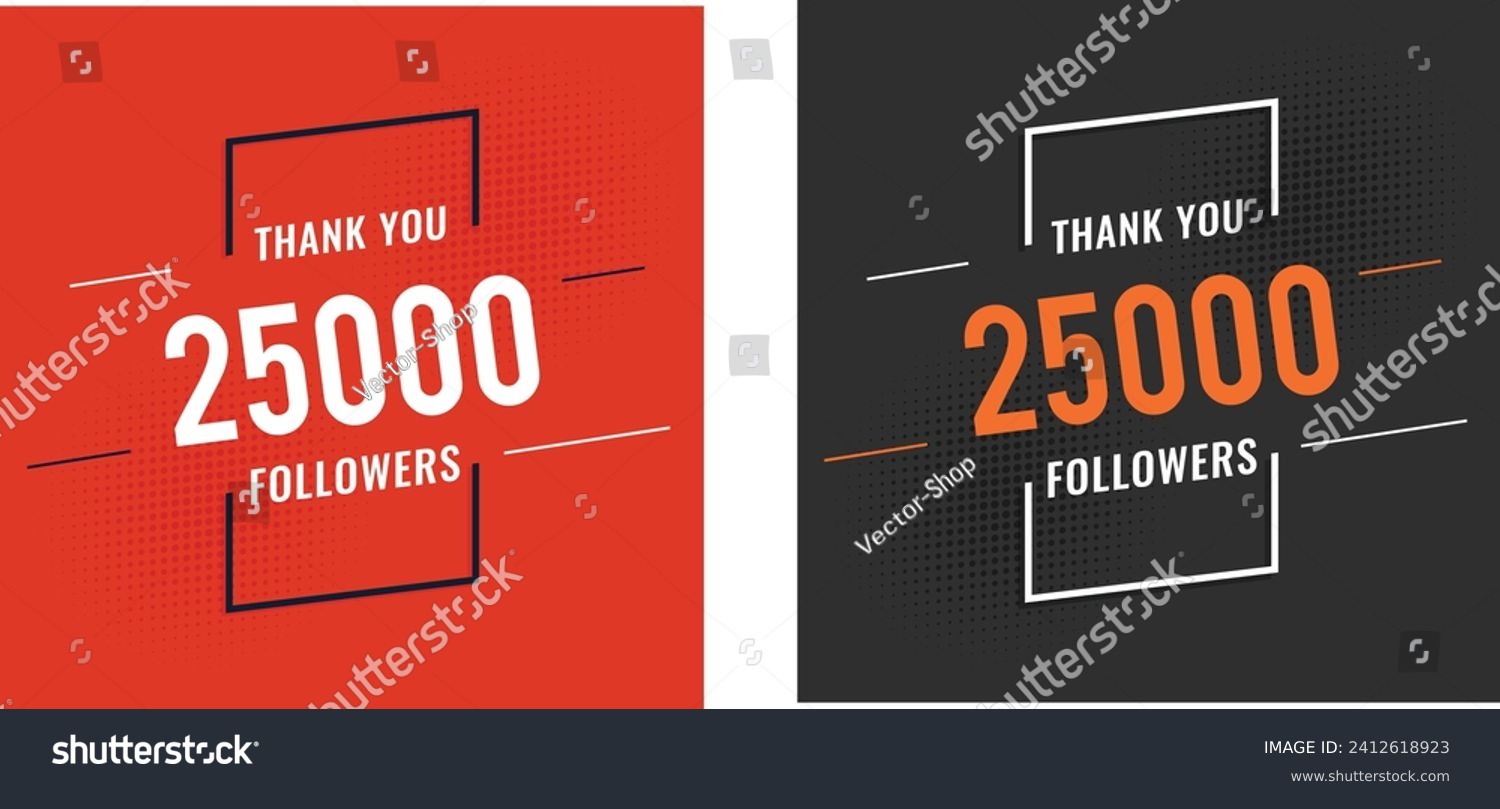 SVG of Social network 25000 followers. Thank you 25000 followers celebration template design. Blogger celebrates a large number of subscribers and followers. svg