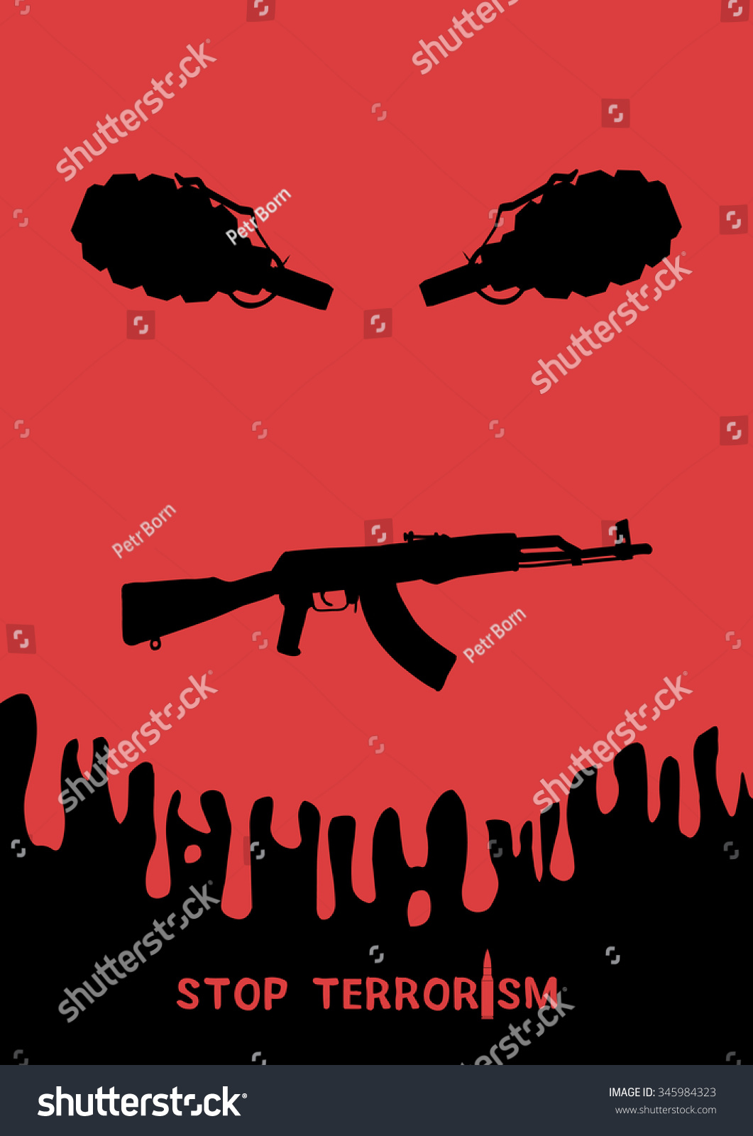 Social Poster Stop Terrorism Vector Illustration Stock Vector 345984323 ...