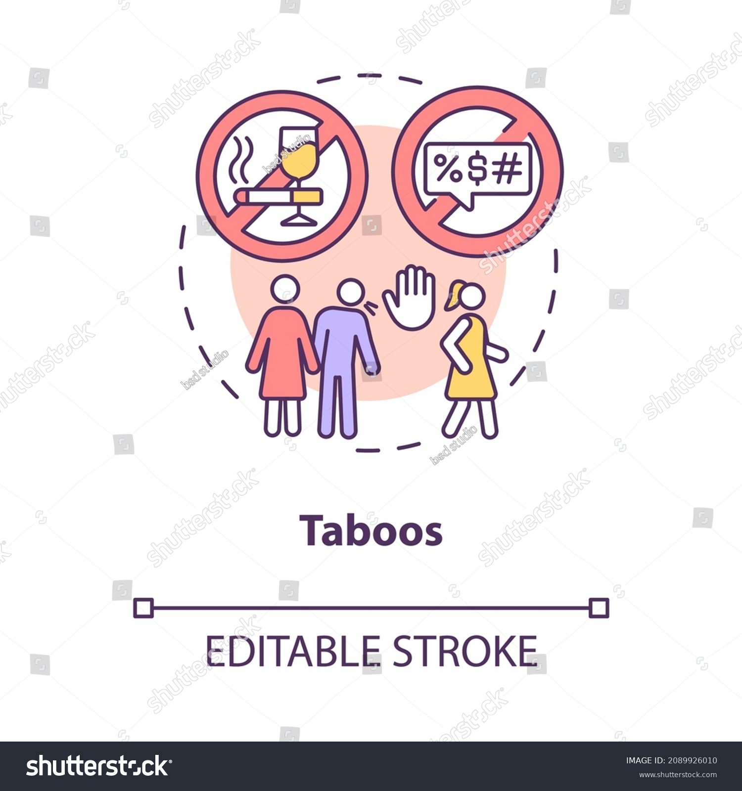 SVG of Social taboos concept icon. Wrong behavior in community. Person contravel culture moral norms abstract idea thin line illustration. Vector isolated outline color drawing. Editable stroke svg