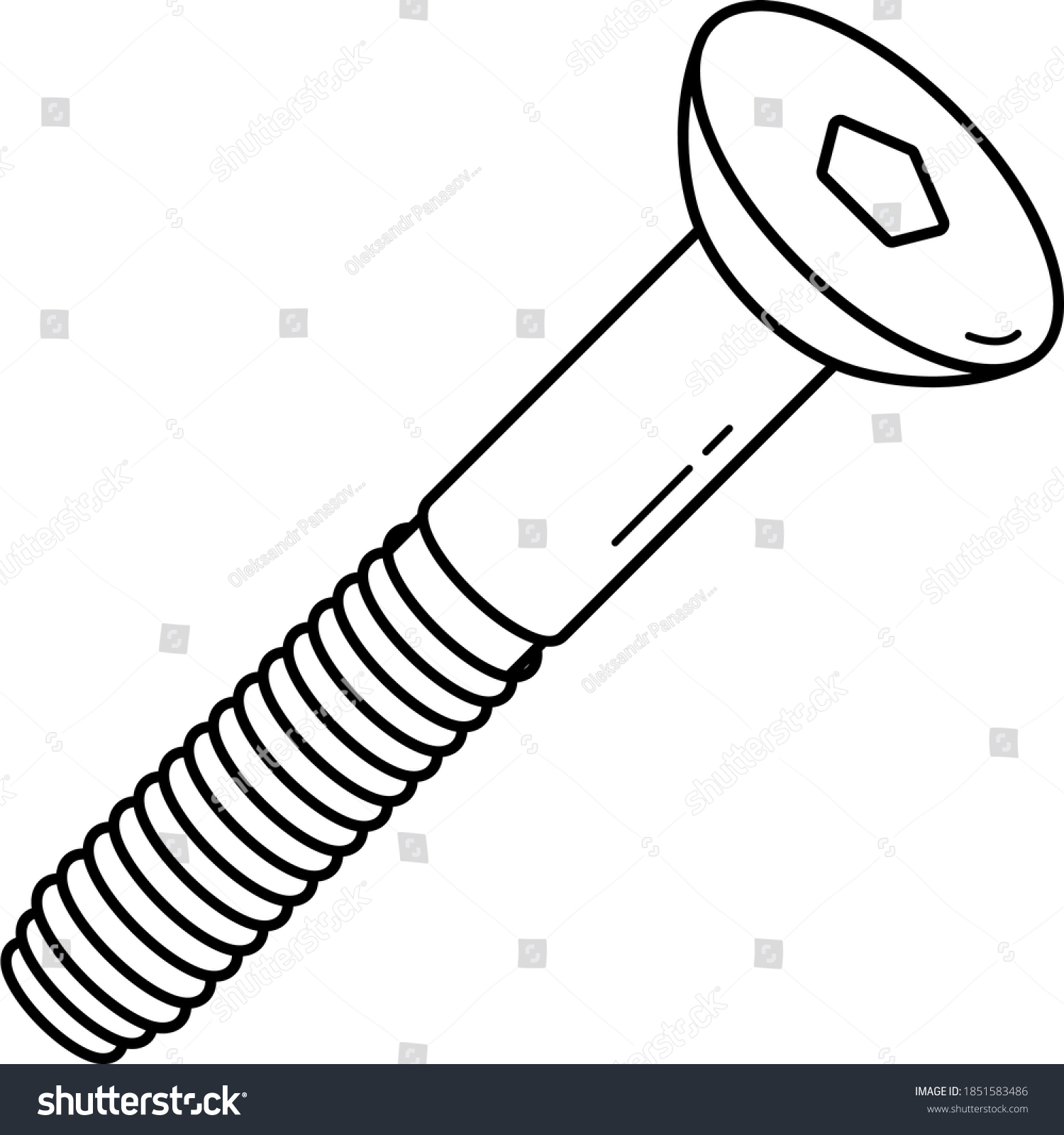 black and white screw drawing clip art preview