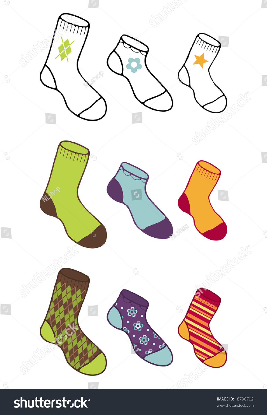 Socks Collection Stock Vector Illustration 18790702 : Shutterstock