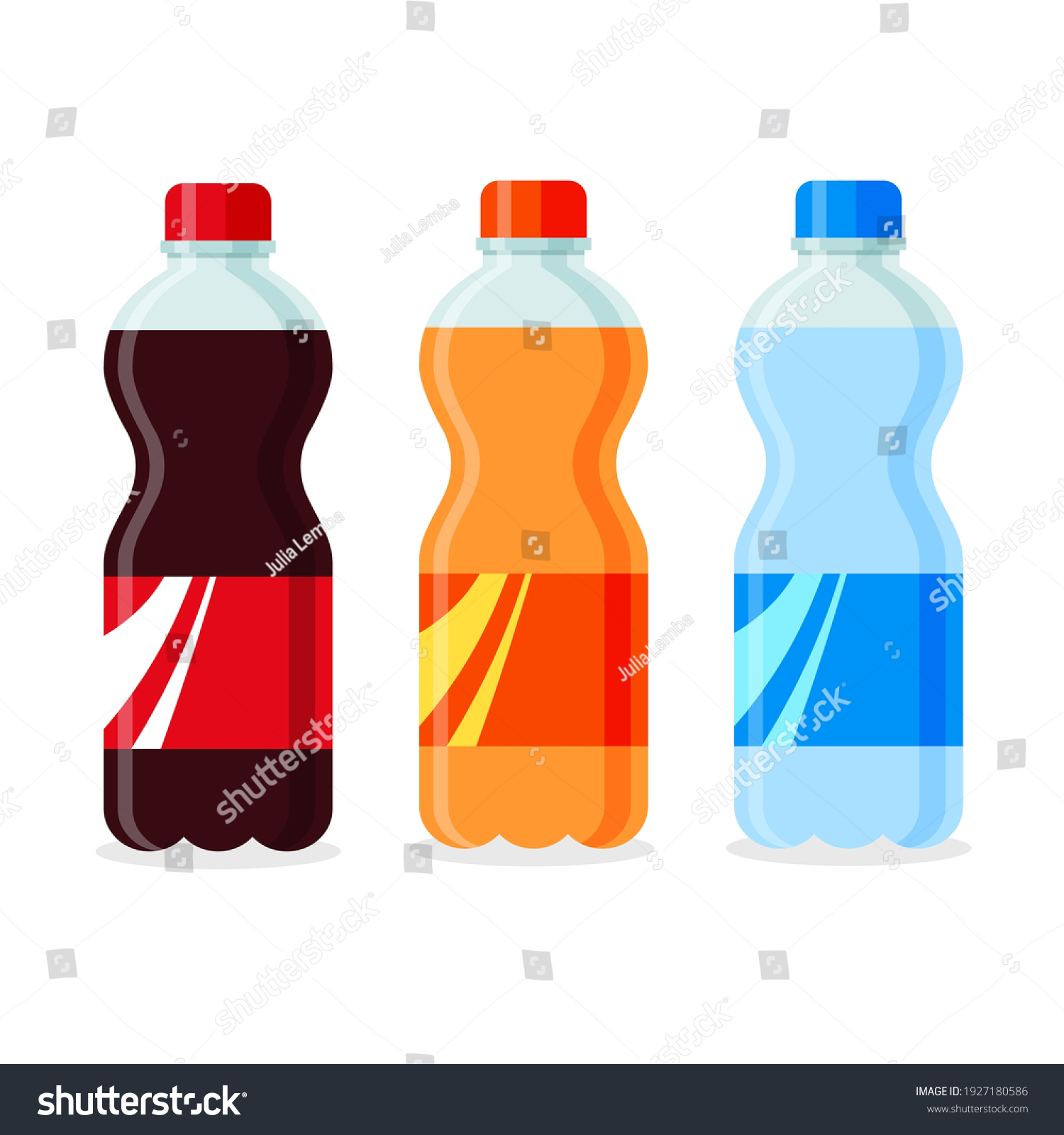 Soda Set Plastic Glass Bottles Sweet Stock Vector (Royalty Free ...