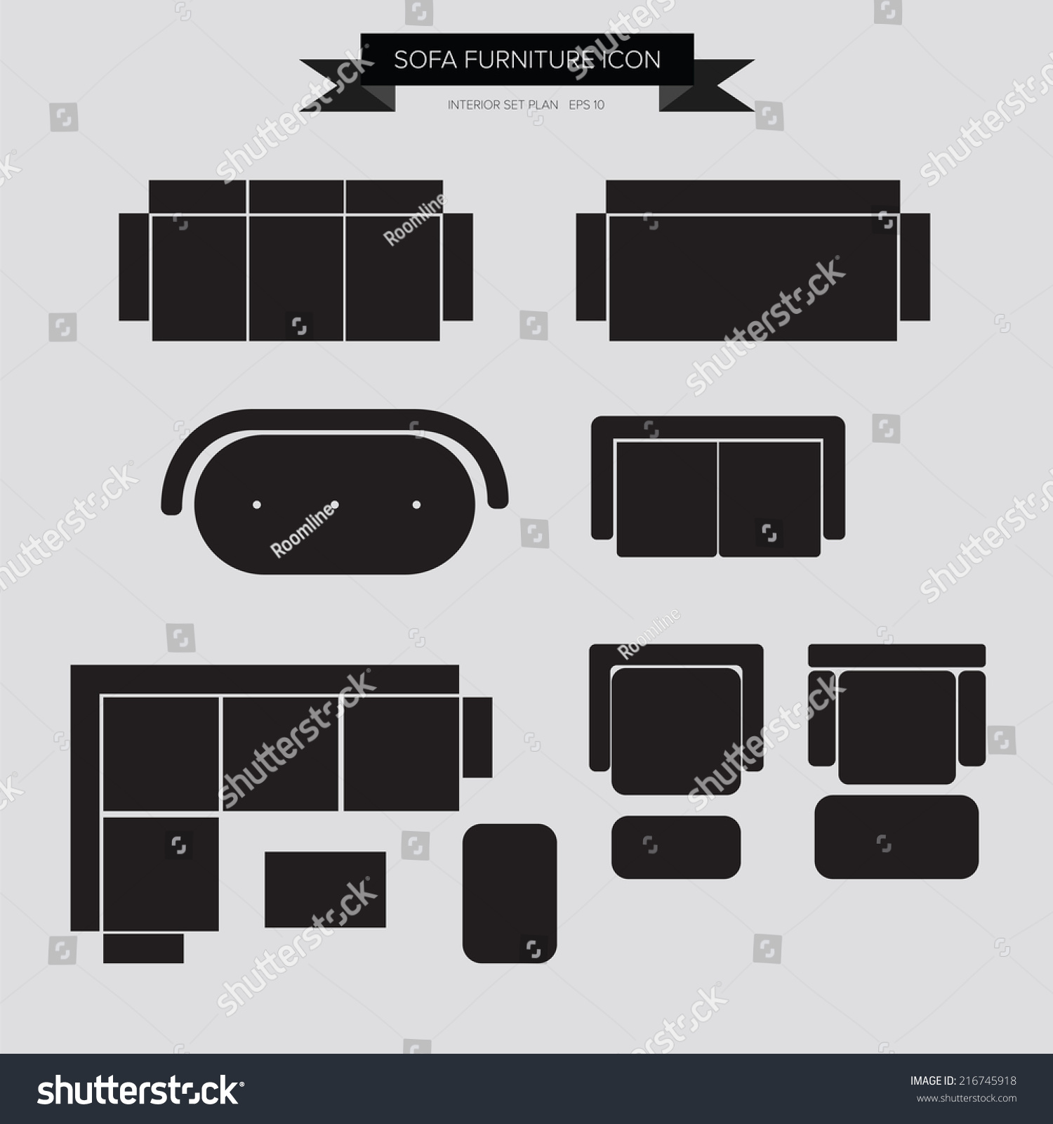 Sofa Furniture Icon Top View Interior Vector có sẵn (miễn phí bản