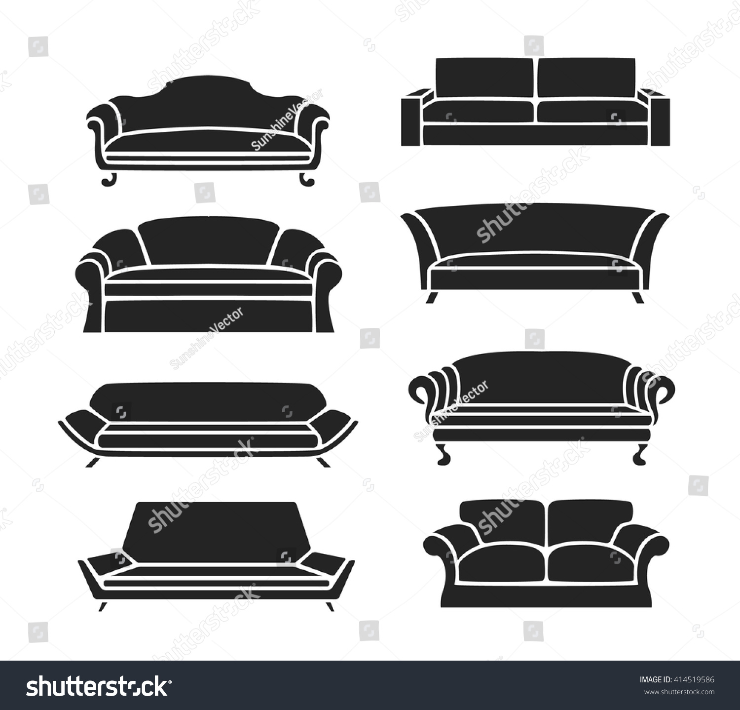 Sofa Icons Set Classic Sofas Modern Stock Vector 414519586 Sofa Icons Set Classic Sofas Modern Stock Vector 414519586