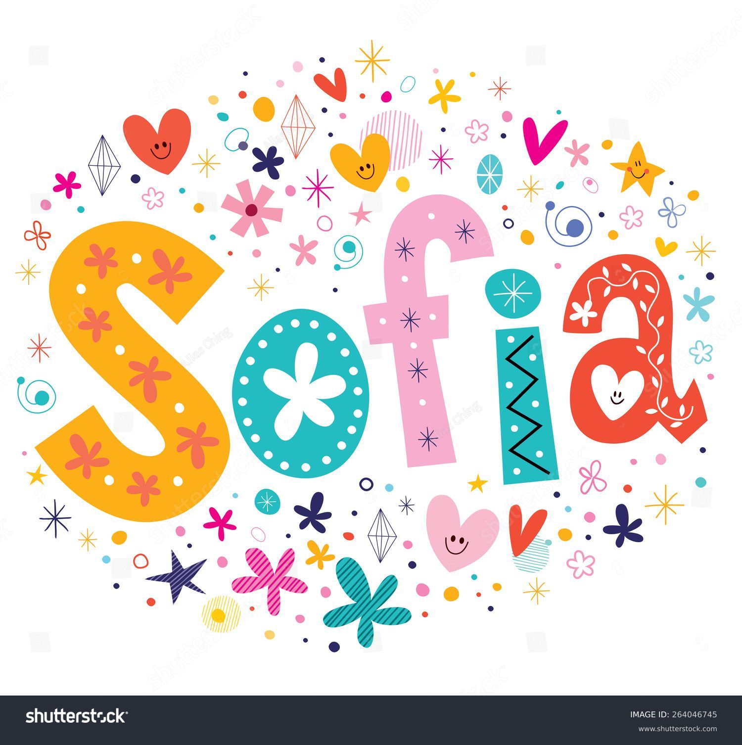 Sofia Girls Name Decorative Lettering Type Stock Vector Royalty Free