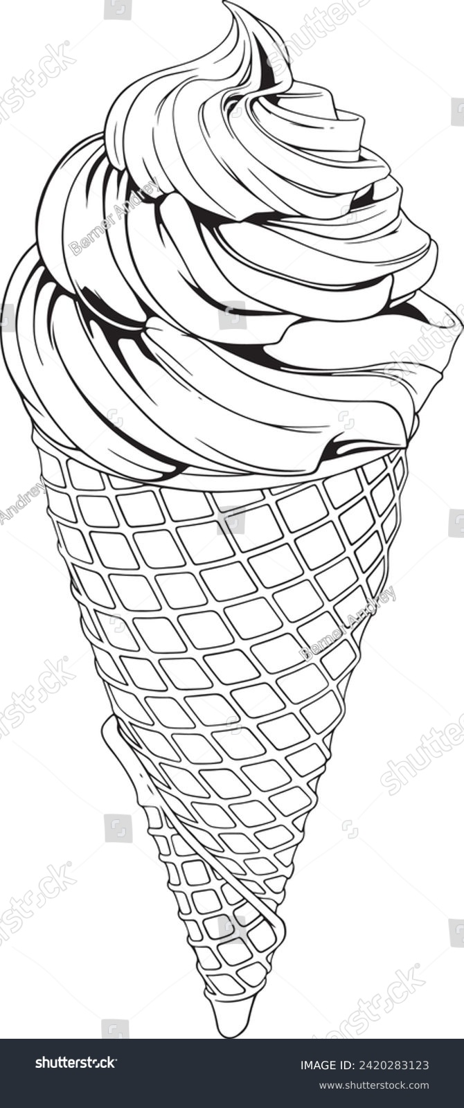 SVG of Soft serve ice cream in wafer style cone svg