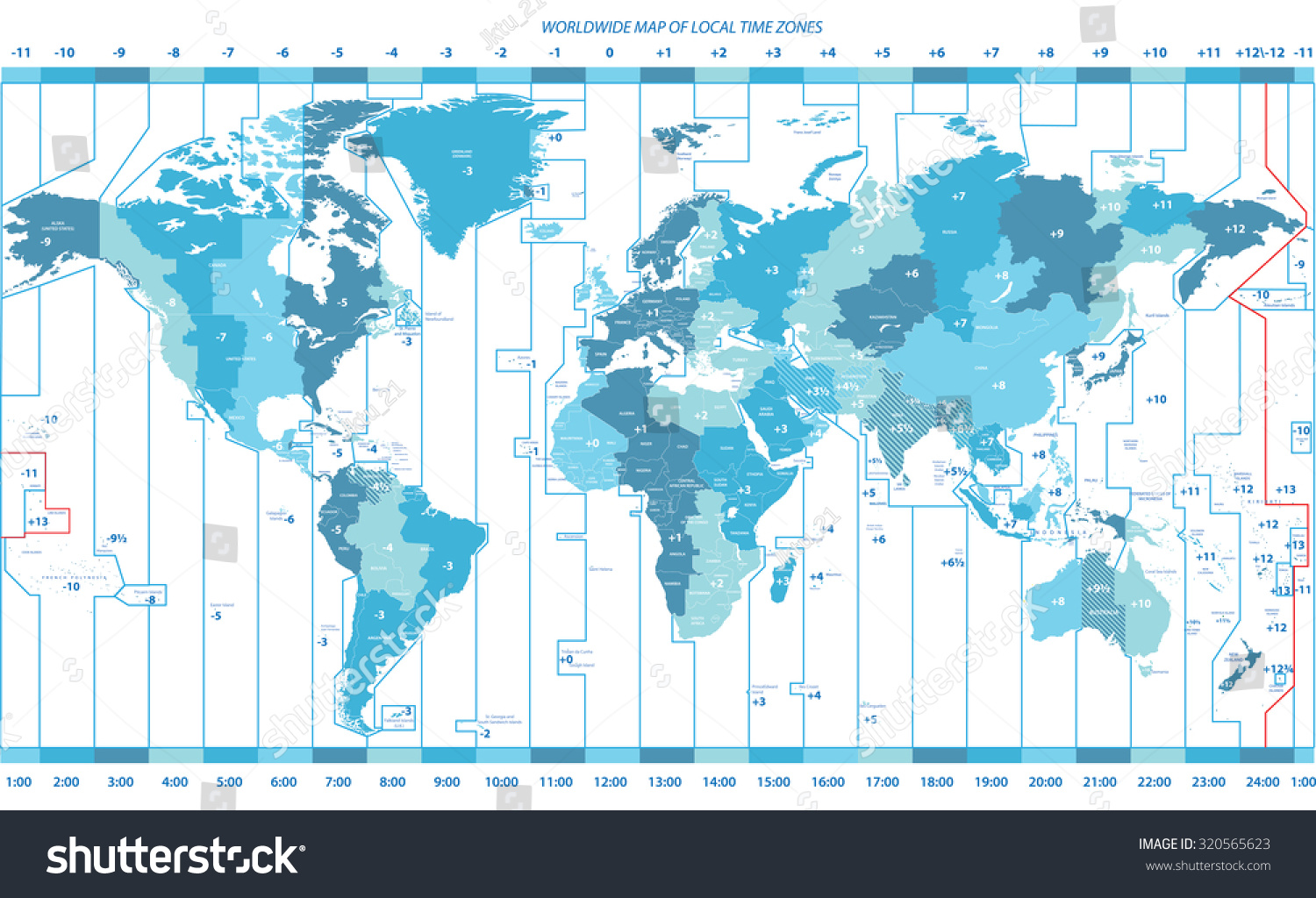 Current Time Around The World Map Time Zone Images, Stock Photos & Vectors | Shutterstock