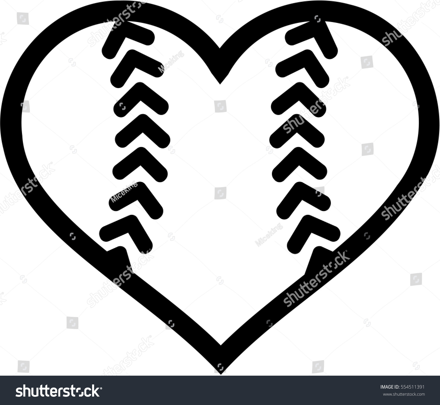 Softball Ball Heart Stock Vector 554511391 Shutterstock
