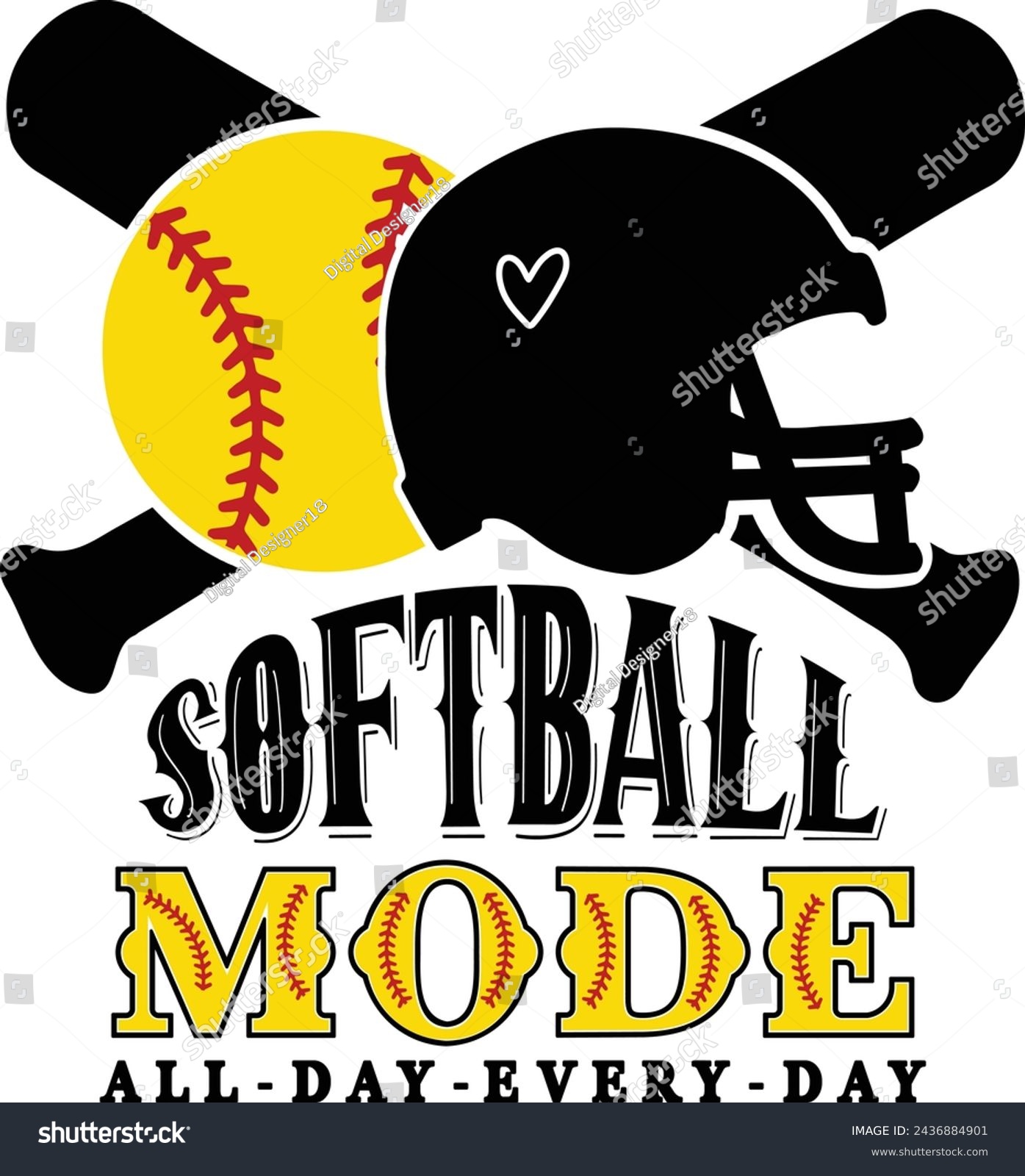 SVG of Softball Mode, Softball Mom Shirt, Softball, Softball Vibes, Sports mom, Cut files for Cricut, Sublimation Designs svg